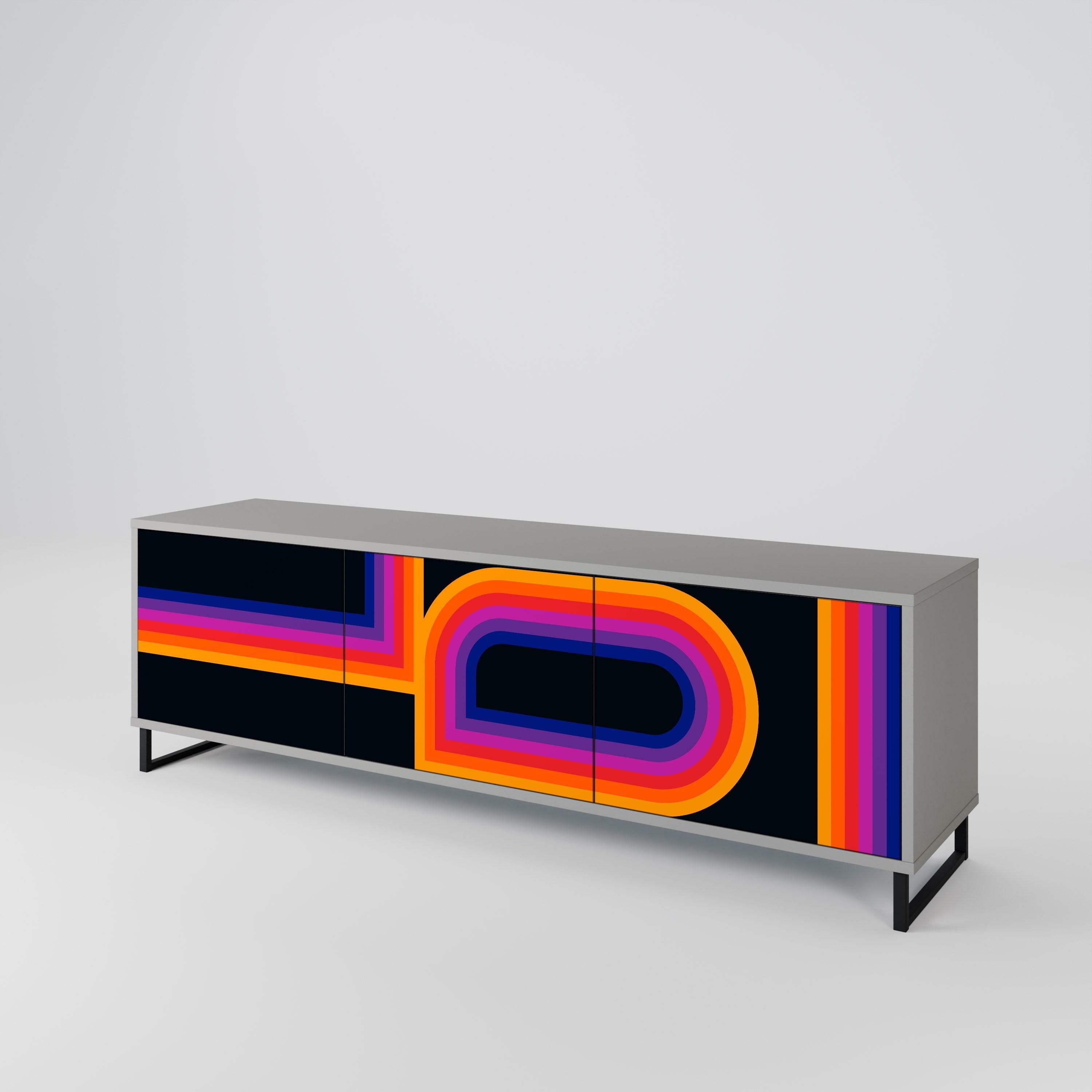 BLINDED BY THE LIGHTS TV-Lowboard mit 3 Türen in Grau