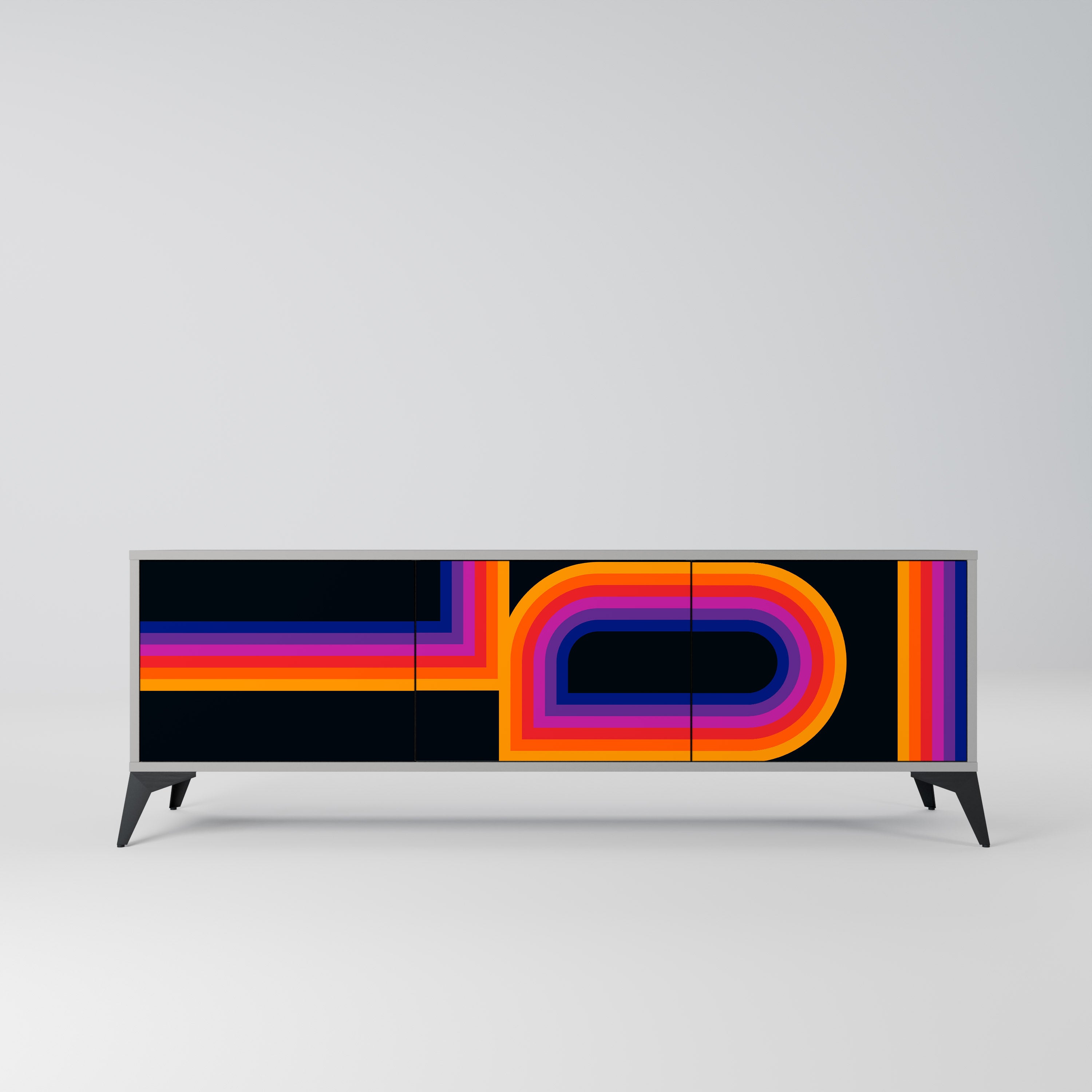 BLINDED BY THE LIGHTS 3-Door TV Stand in Grey Finish