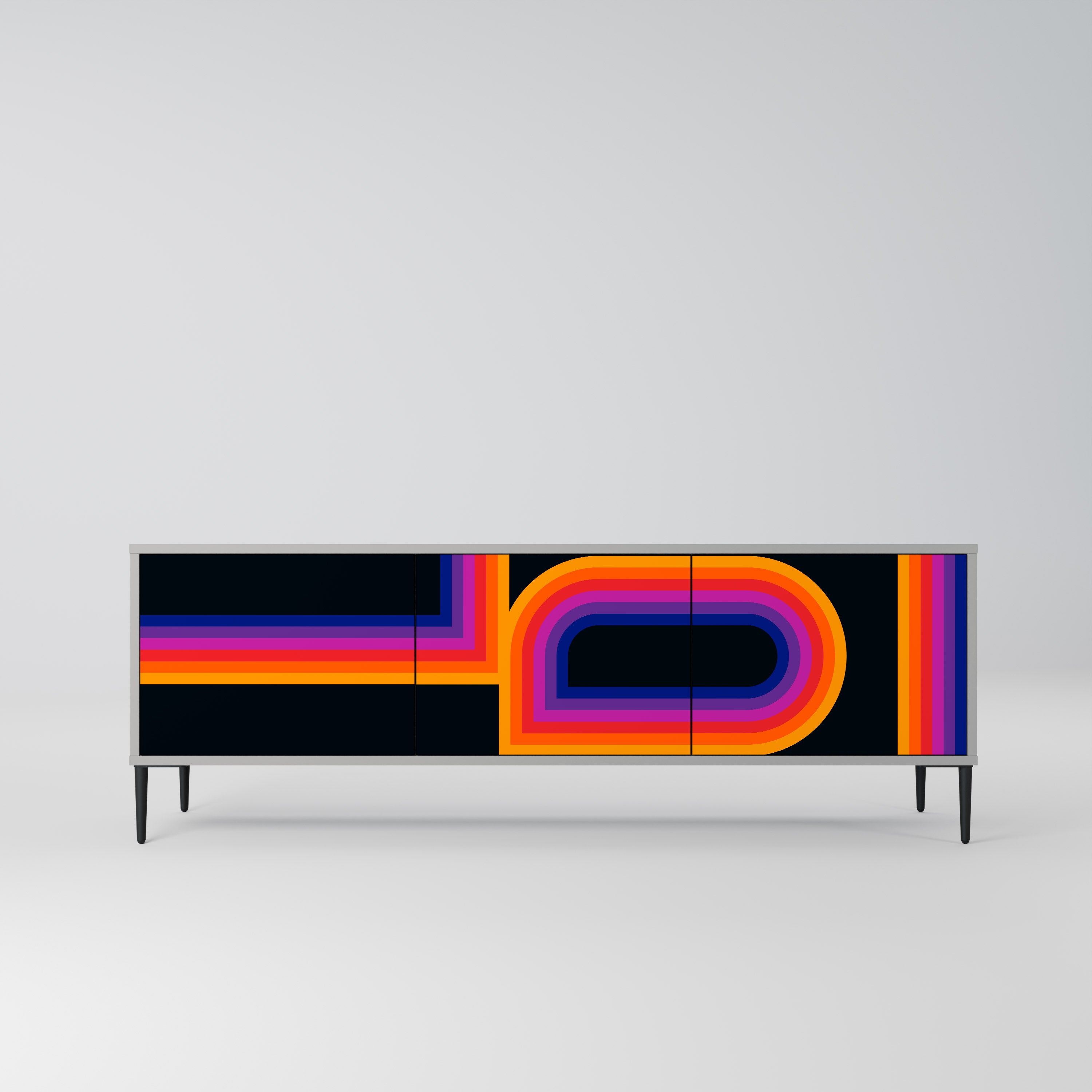 BLINDED BY THE LIGHTS 3-Door TV Stand in Grey Finish