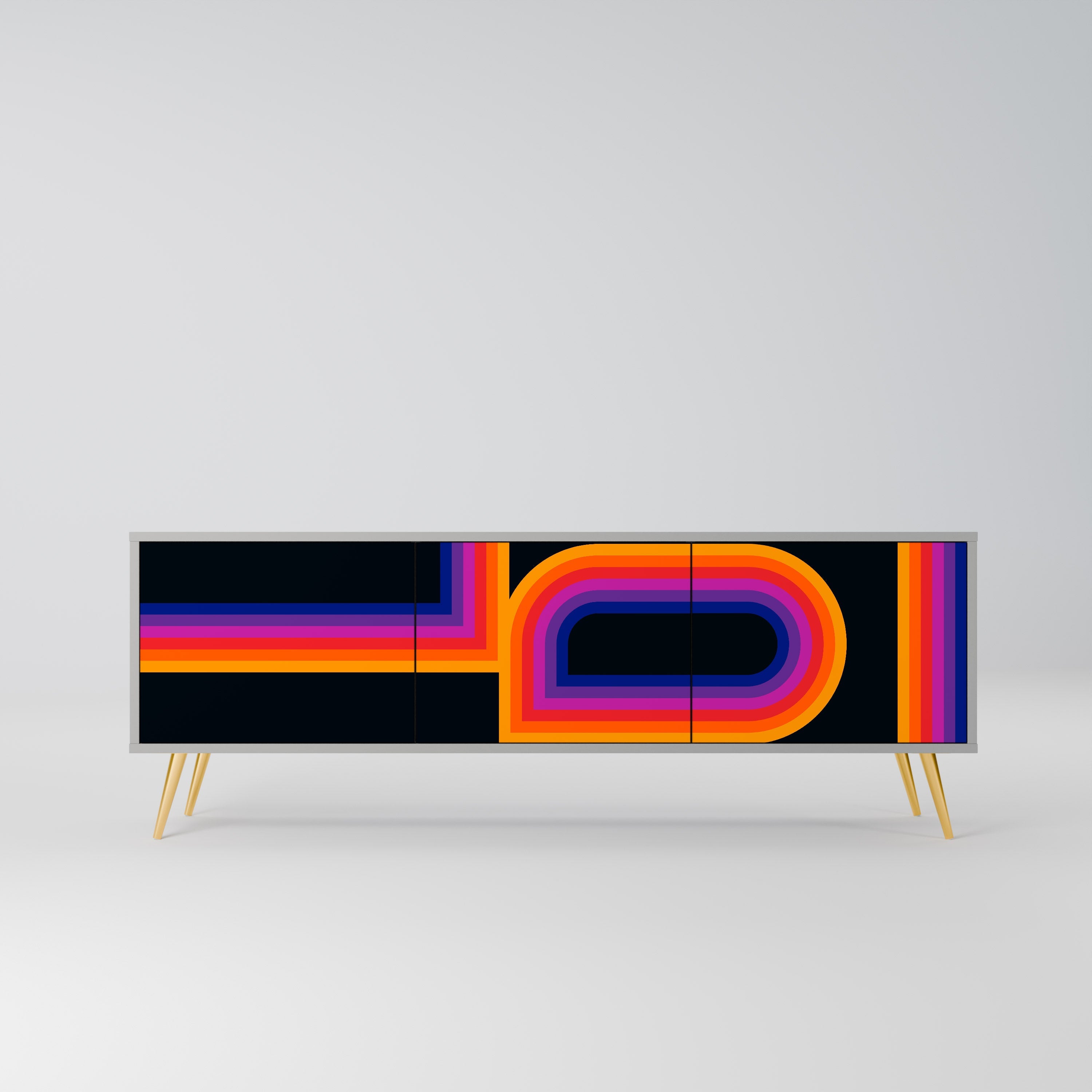 BLINDED BY THE LIGHTS 3-Door TV Stand in Grey Finish