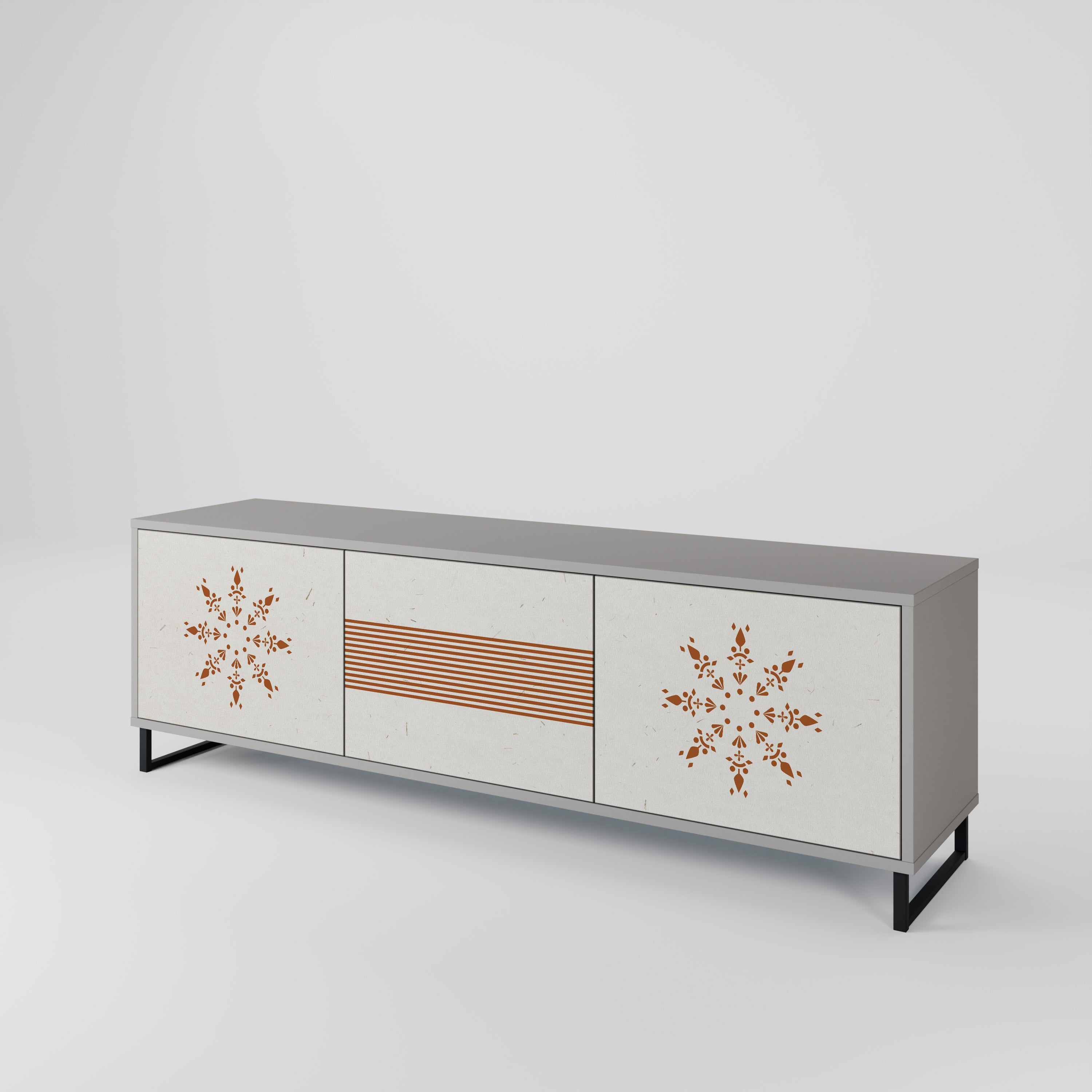 DAILY HARMONY 3-Door TV Stand in Grey Finish