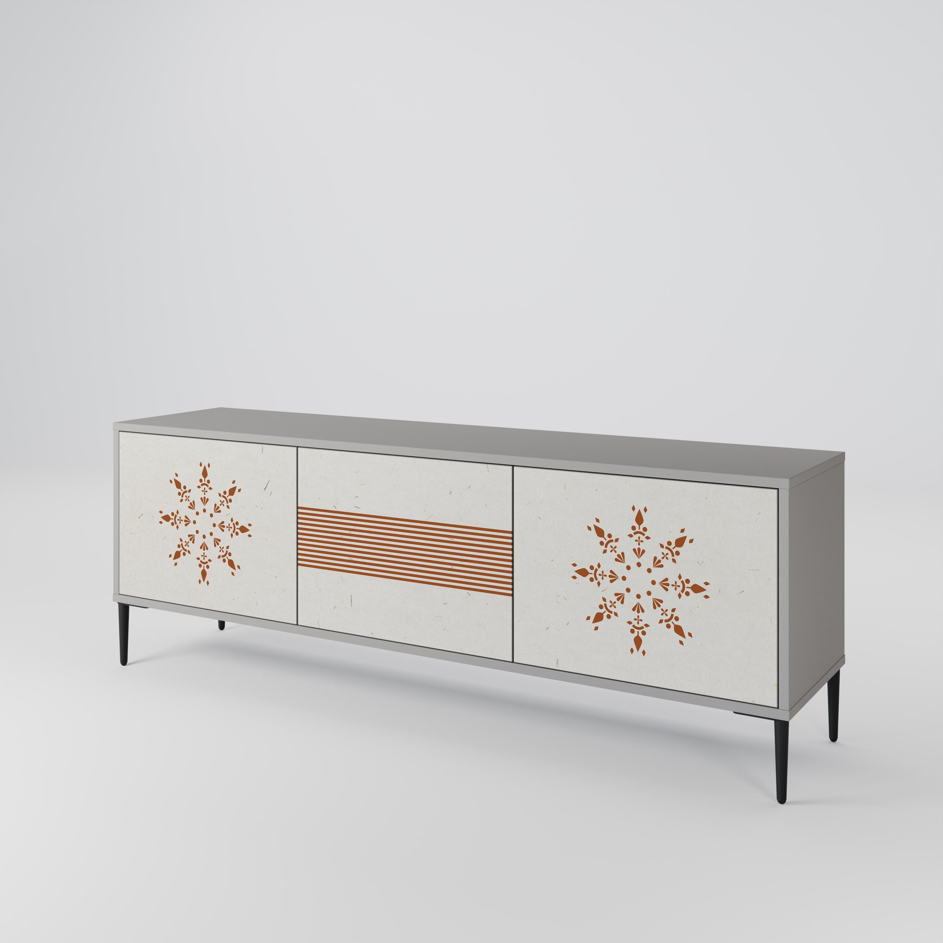 DAILY HARMONY 3-Door TV Stand in Grey Finish