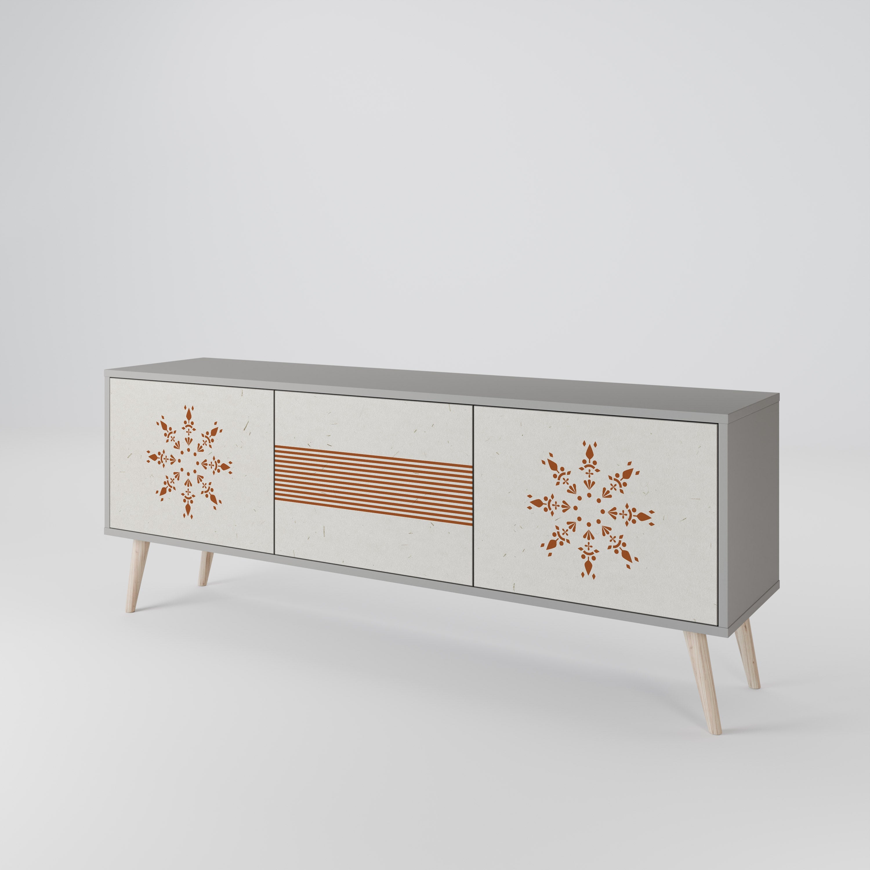 DAILY HARMONY 3-Door TV Stand in Grey Finish