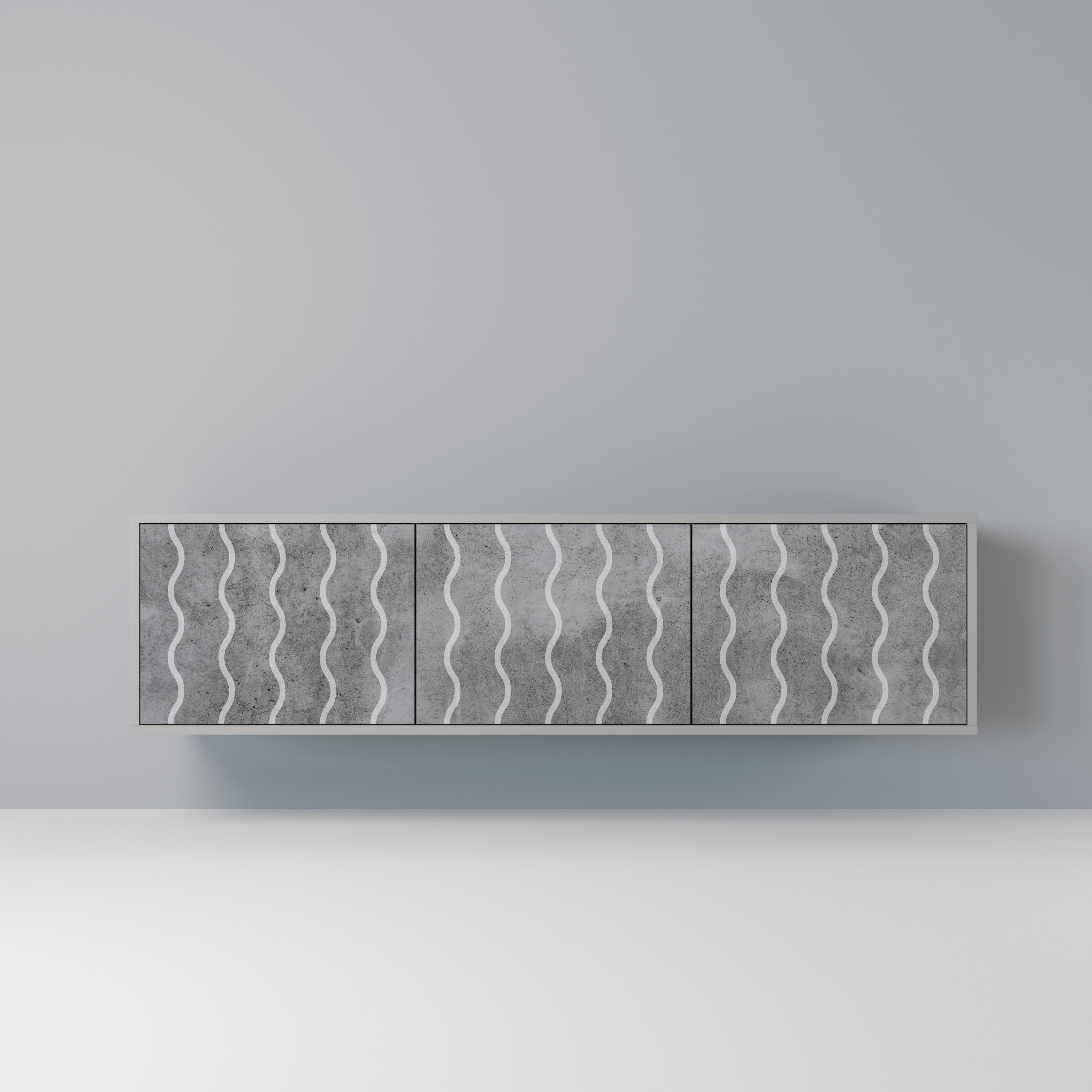 WAVES OF CONCRETE 3-Door TV Stand in Grey Finish