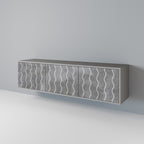 WAVES OF CONCRETE 3-Door TV Stand in Grey Finish