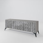 WAVES OF CONCRETE 3-Door TV Stand in Grey Finish