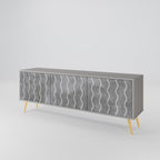 WAVES OF CONCRETE 3-Door TV Stand in Grey Finish