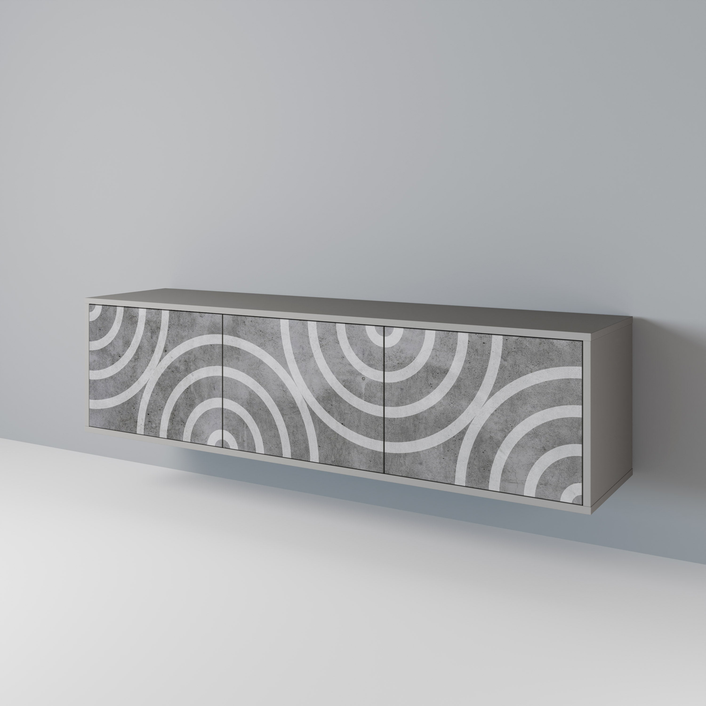 CIRCLE CONCRETE TV-Lowboard mit 3 Türen in Grau