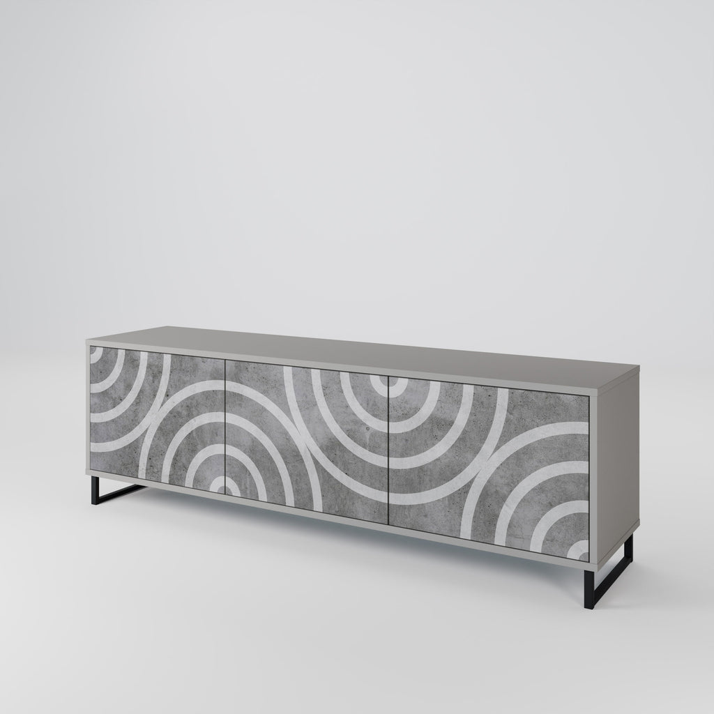 CIRCLE CONCRETE TV-Lowboard mit 3 Türen in Grau