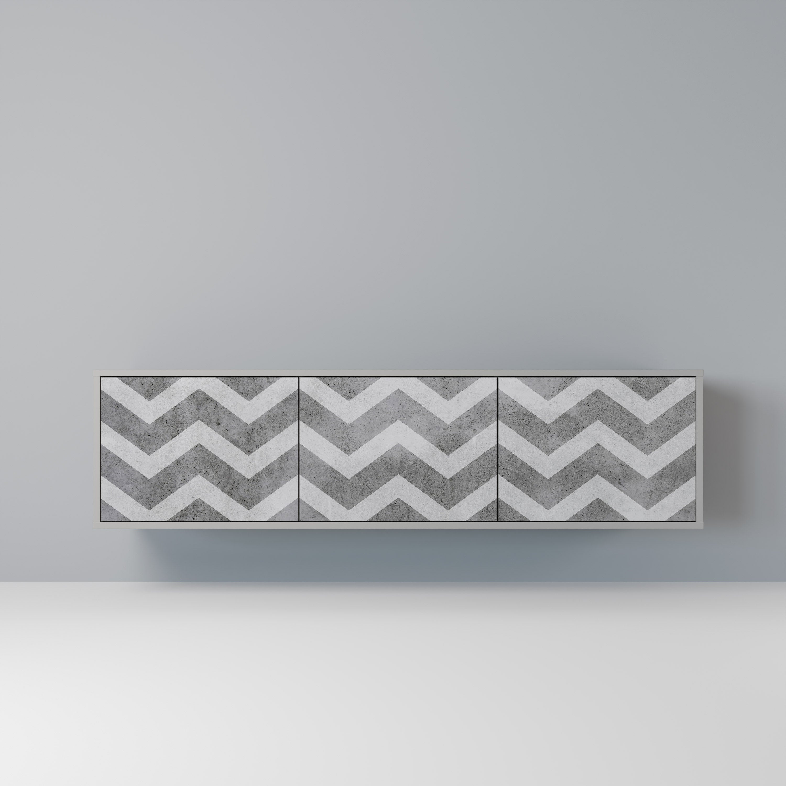 TOUGH ZIG ZAG 3-Door TV Stand in Grey Finish