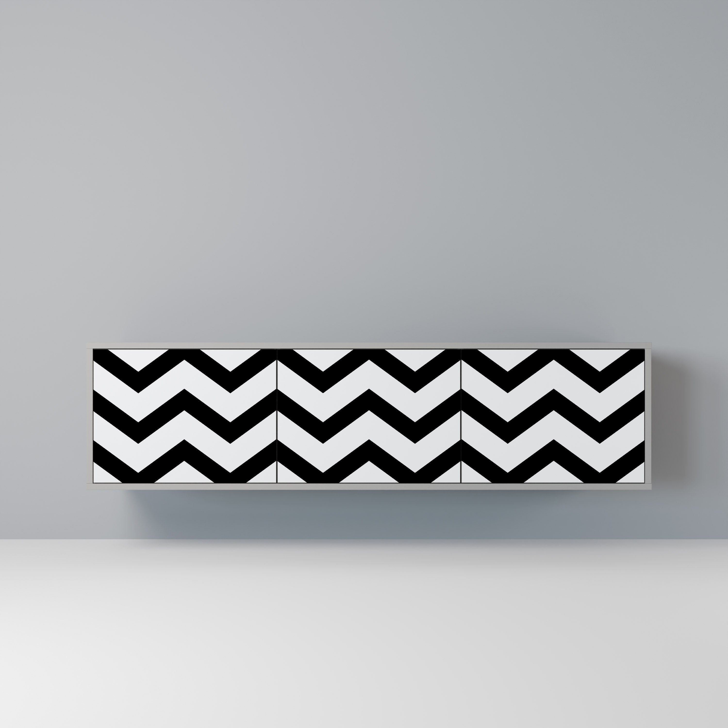 CLASSIC ZIG ZAG 3-Door TV Stand in Grey Finish