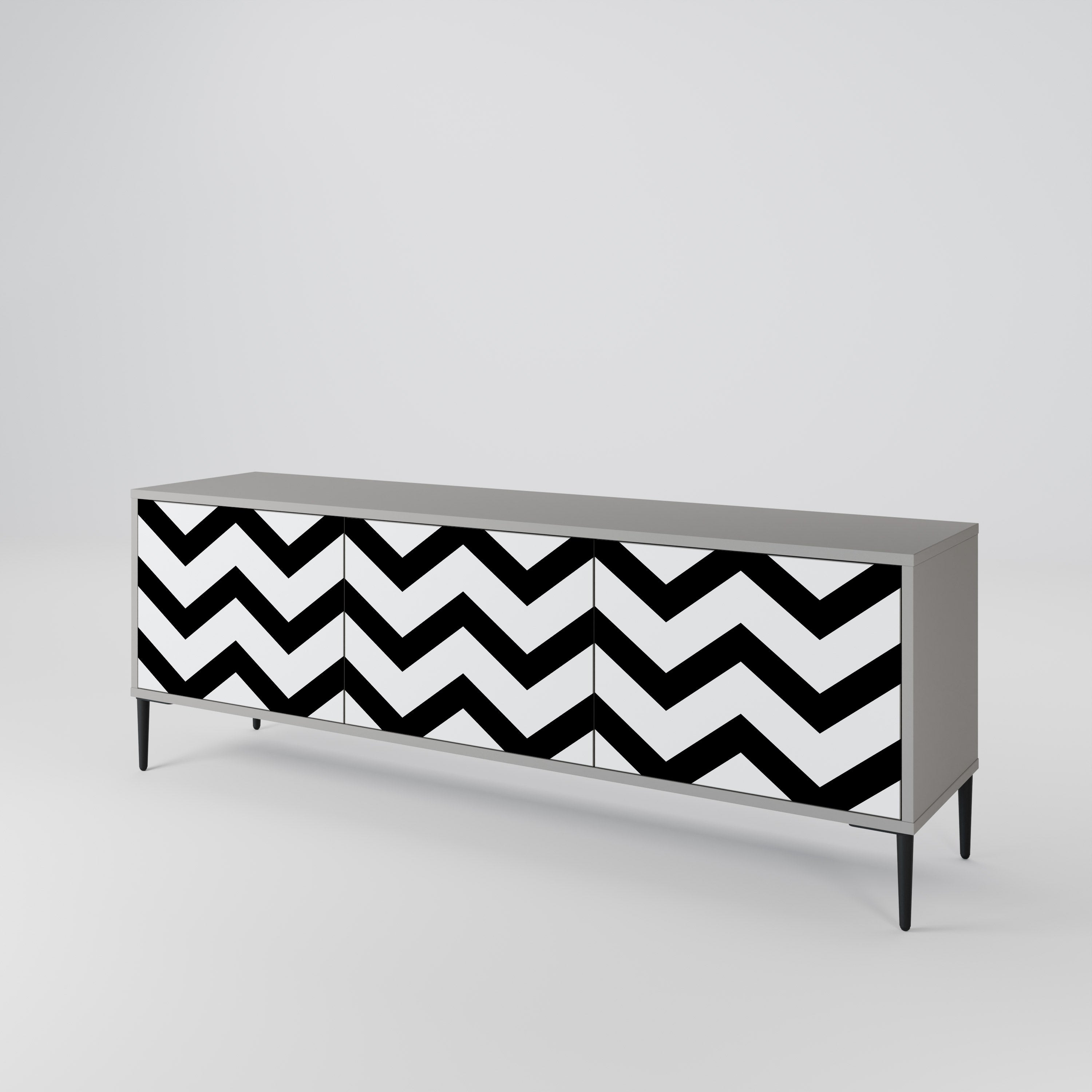 CLASSIC ZIG ZAG 3-Door TV Stand in Grey Finish