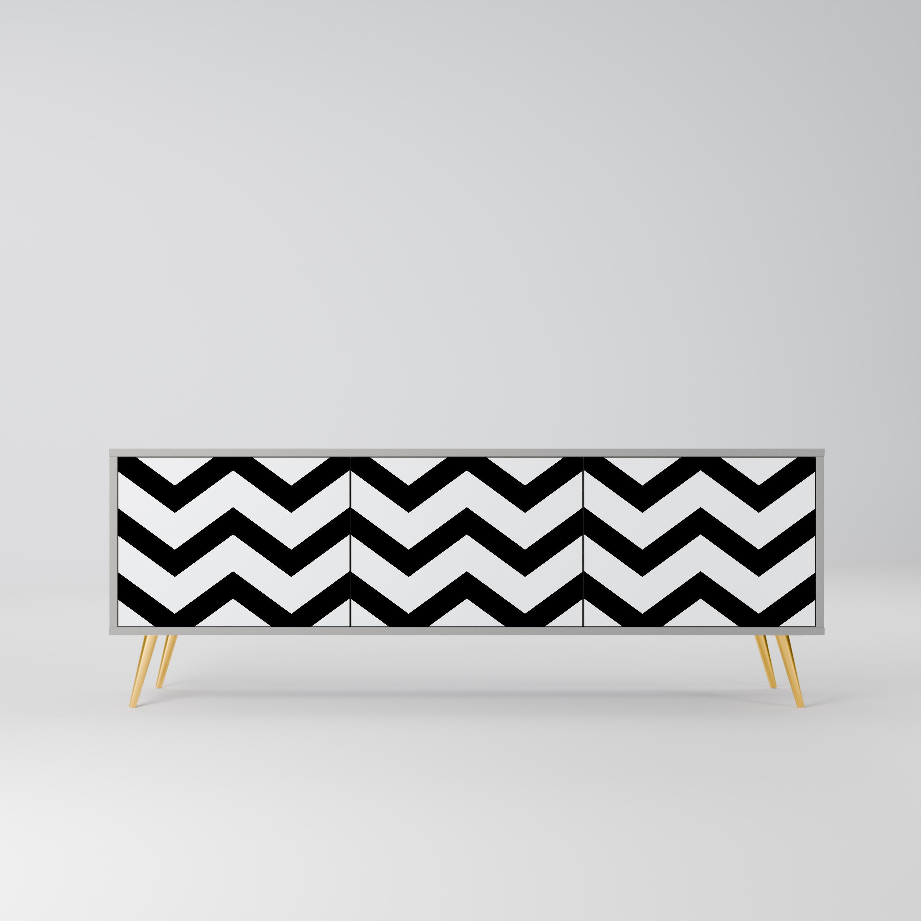 CLASSIC ZIG ZAG 3-Door TV Stand in Grey Finish