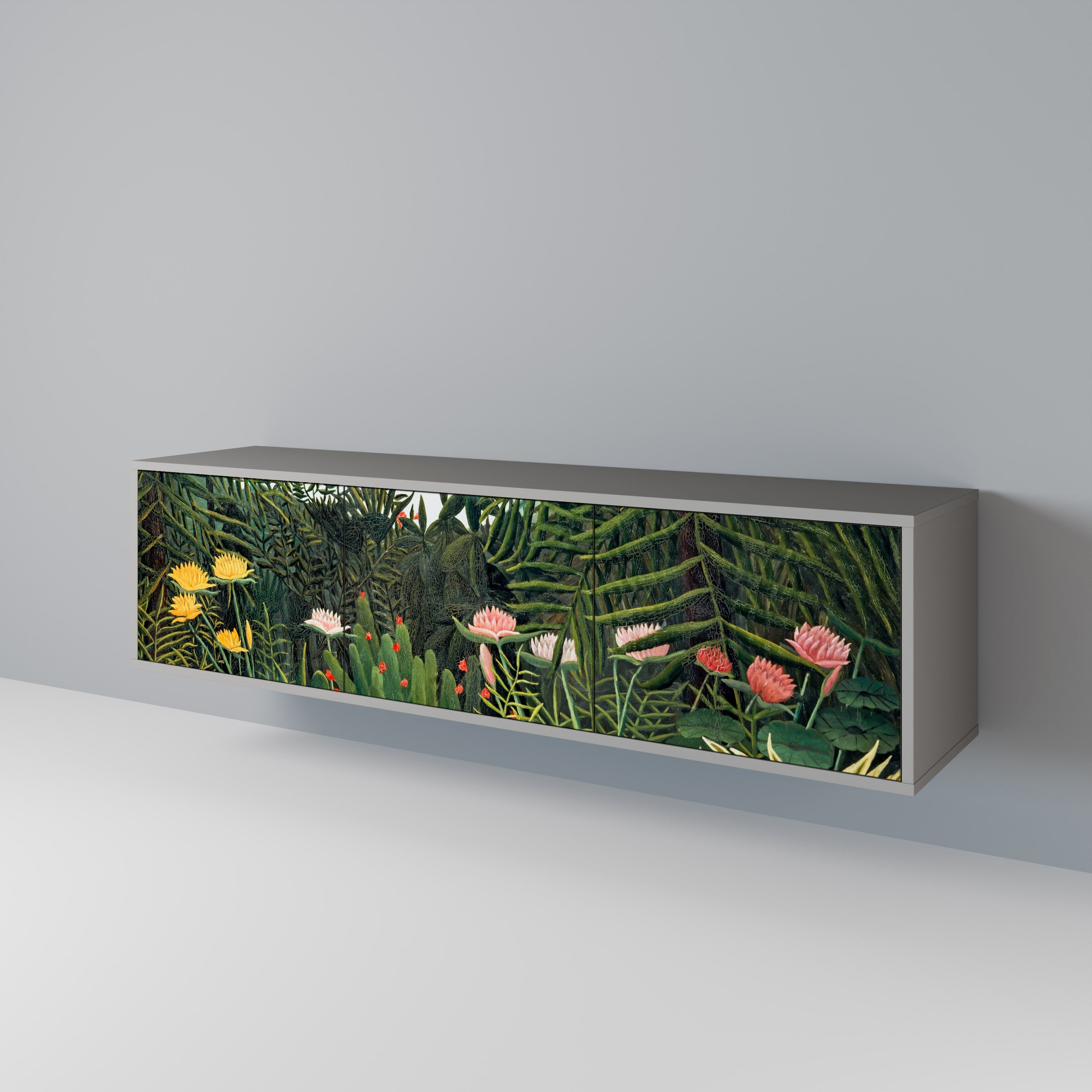 VIRGIN FOREST WITH SUNSET 3-Door TV Stand in Grey Finish