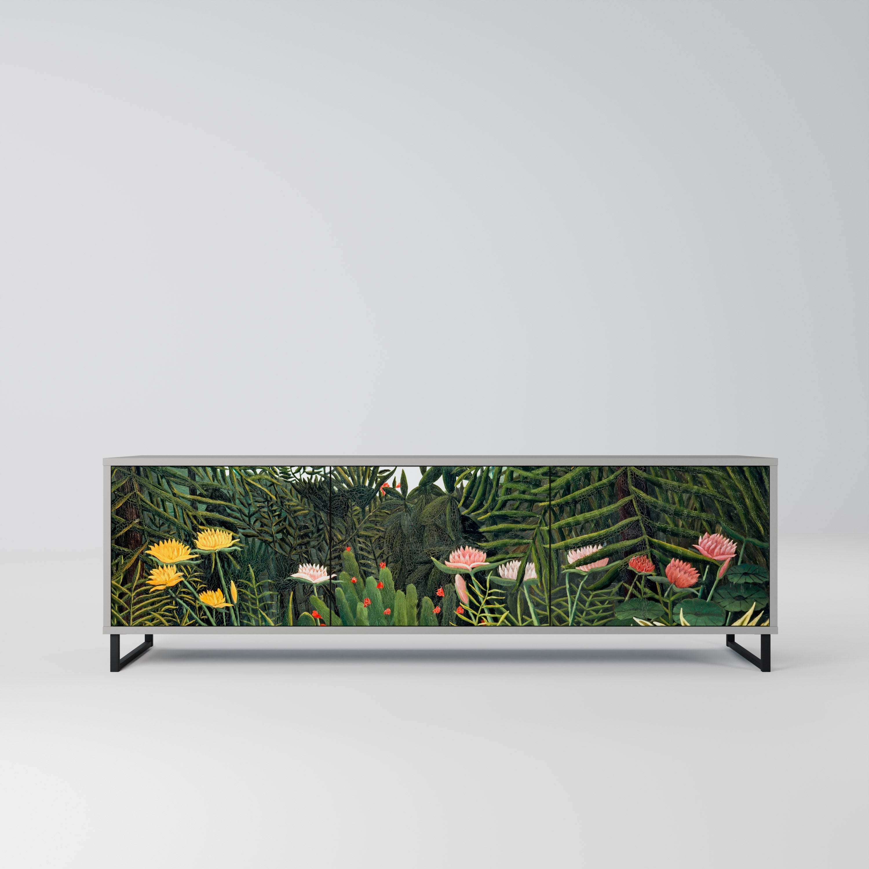 VIRGIN FOREST WITH SUNSET 3-Door TV Stand in Grey Finish