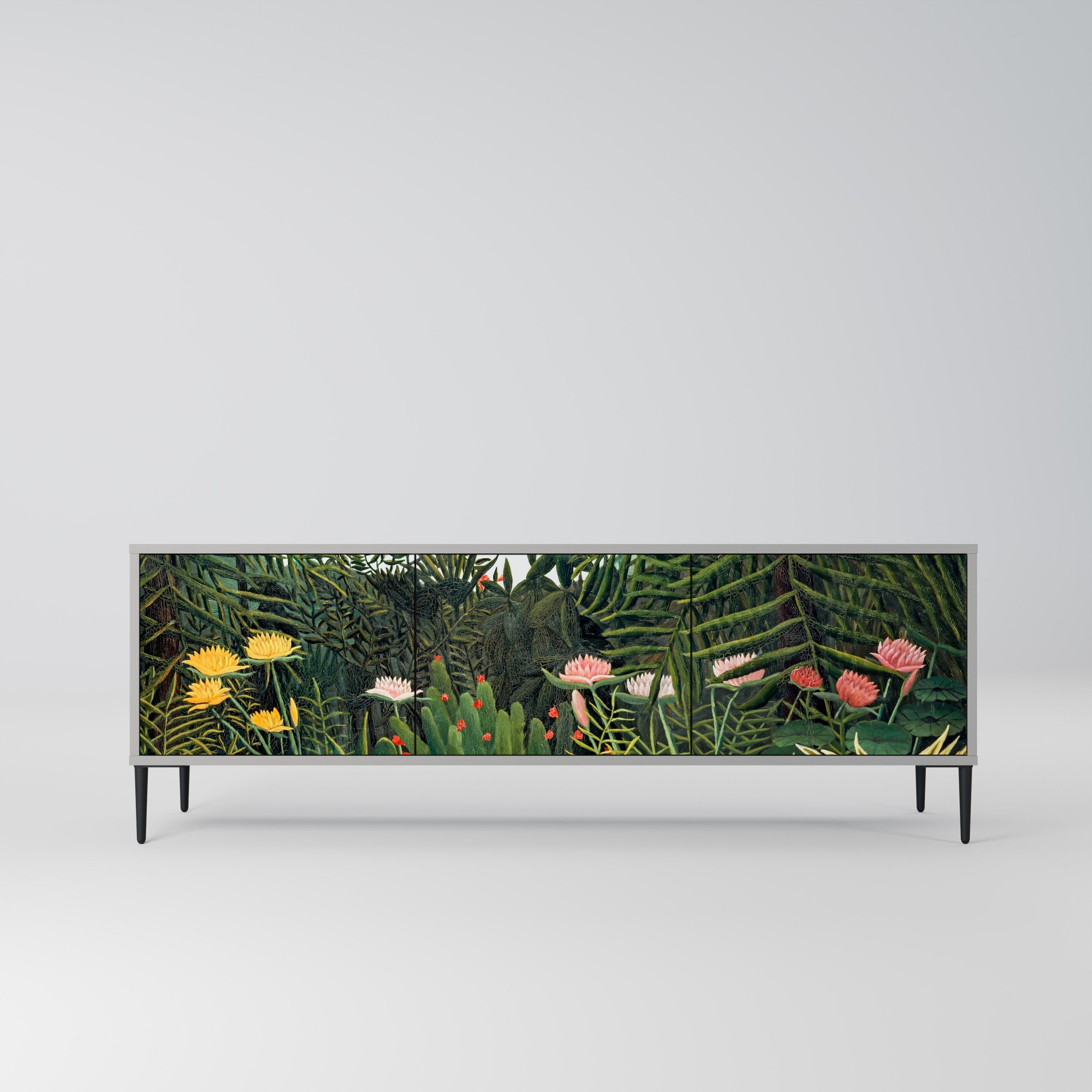 VIRGIN FOREST WITH SUNSET 3-Door TV Stand in Grey Finish