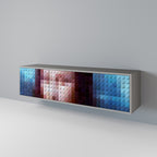 CONSTRUCTIVE ART 3-Door TV Stand in Grey Finish