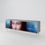 CONSTRUCTIVE ART 3-Door TV Stand in Grey Finish