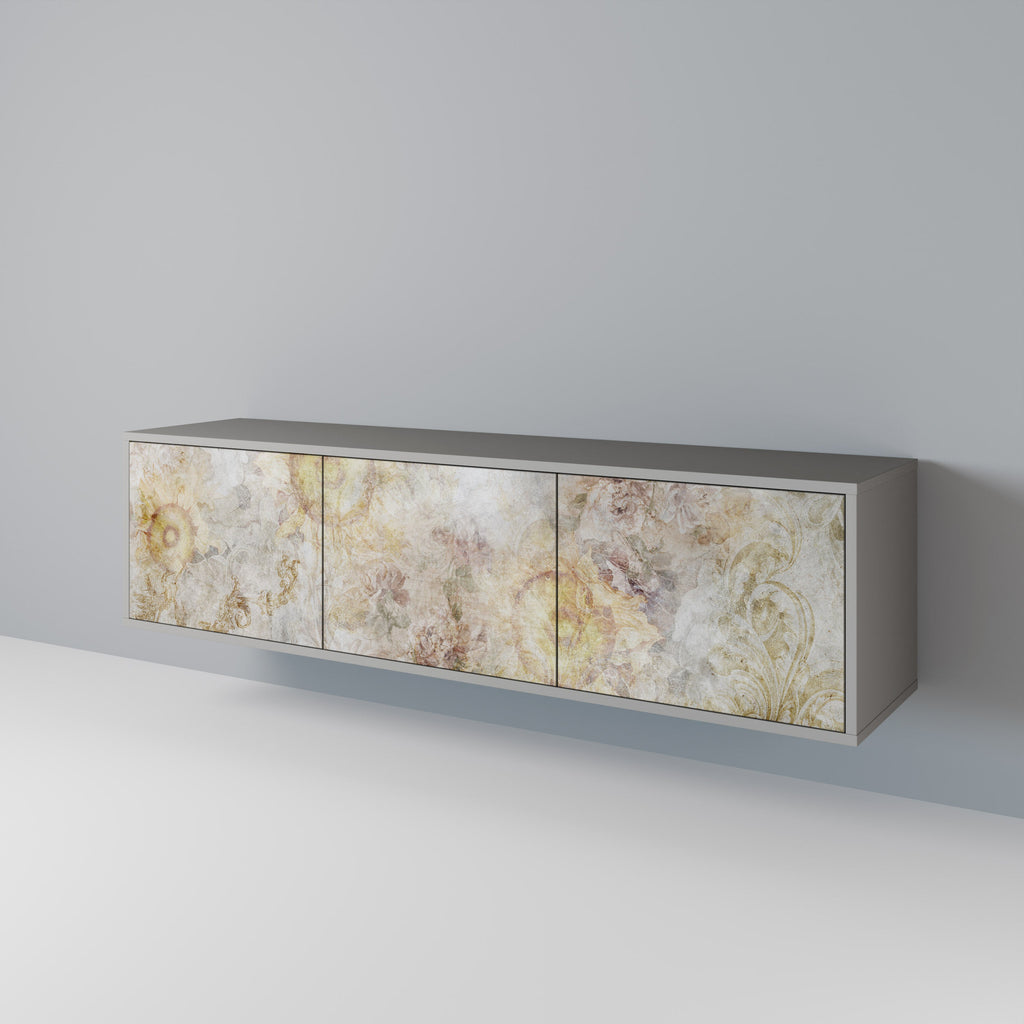 SUNFLOWER BLUR 3-Door TV Stand in Grey Finish