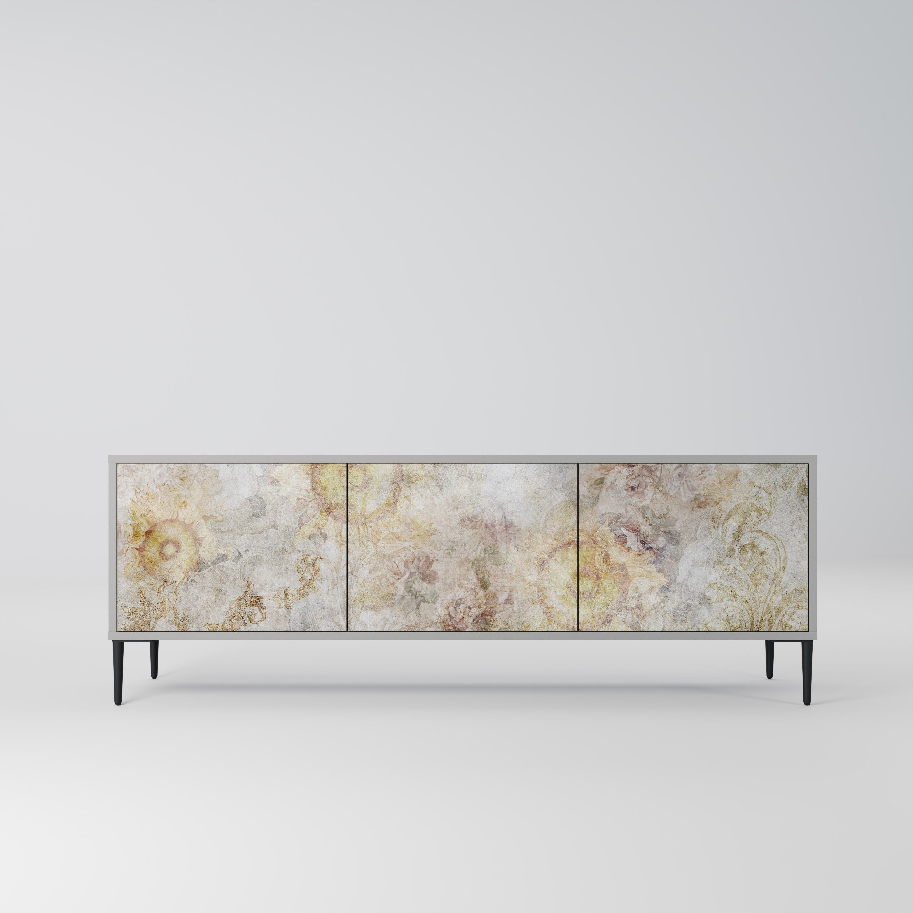 SUNFLOWER BLUR 3-Door TV Stand in Grey Finish