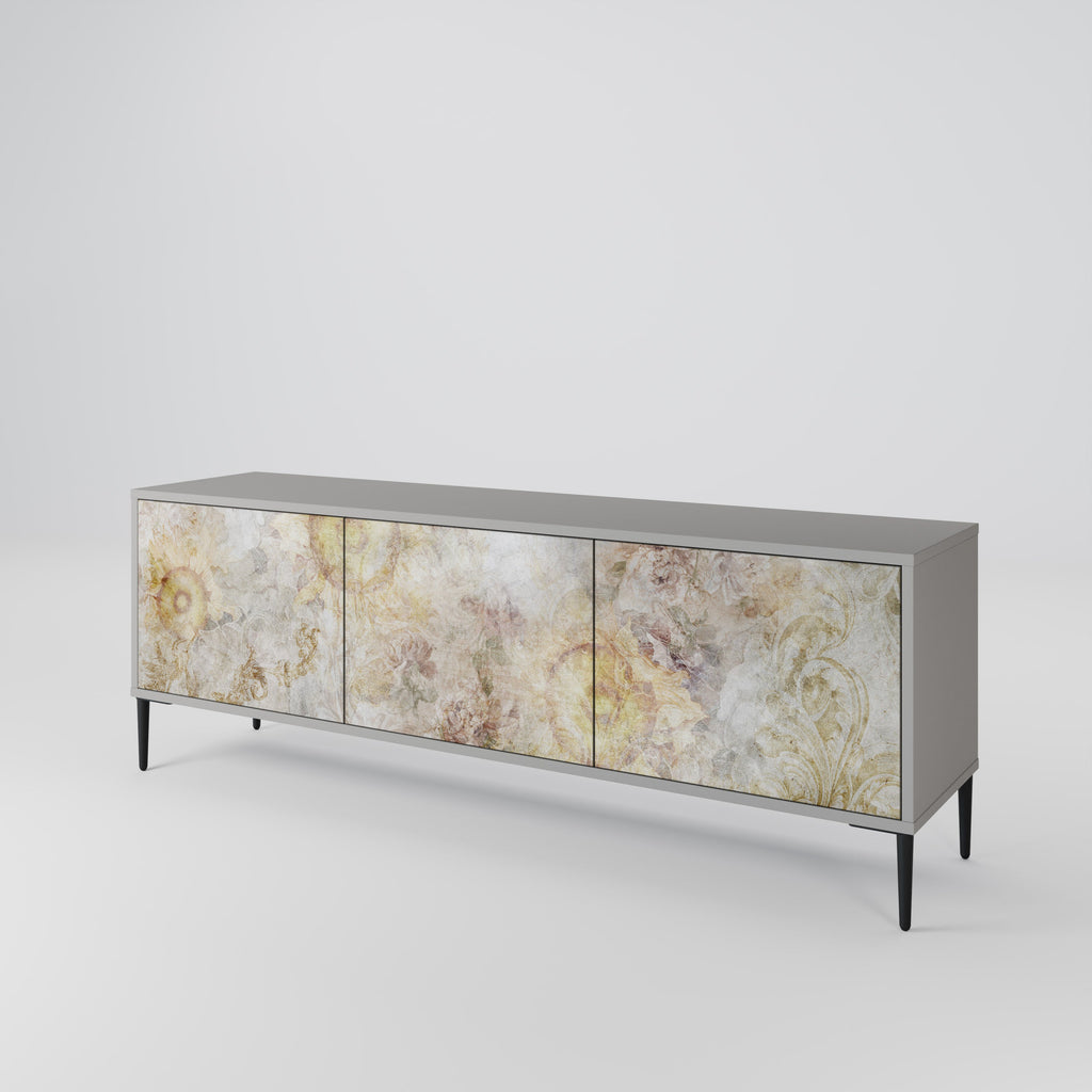 SUNFLOWER BLUR 3-Door TV Stand in Grey Finish