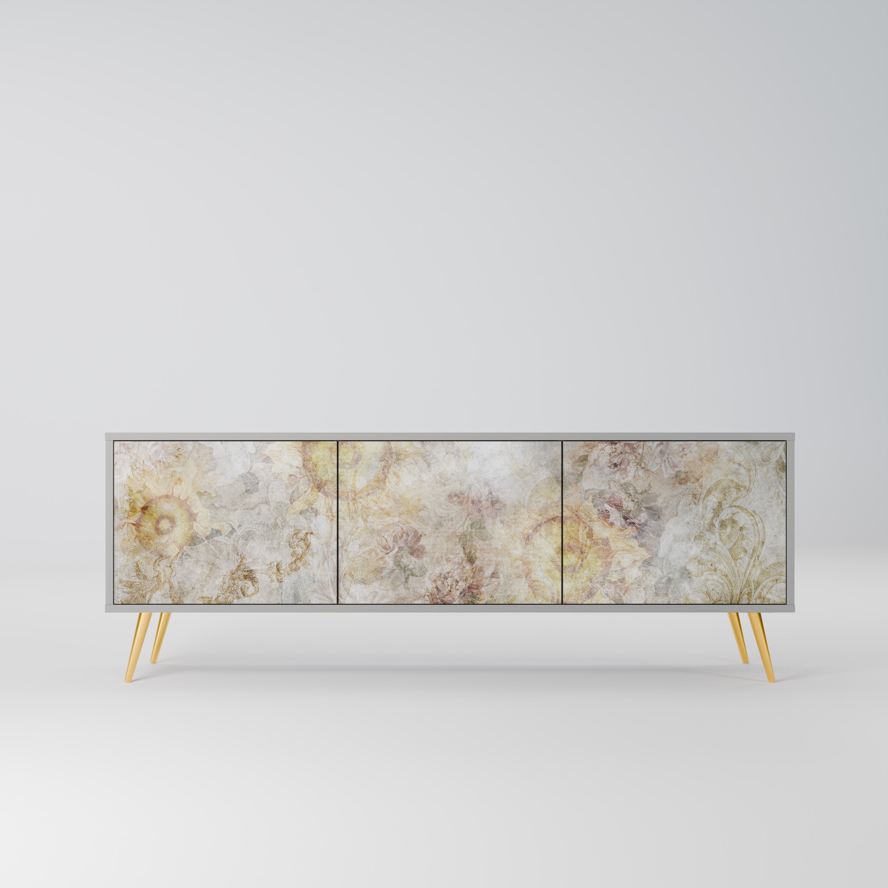 SUNFLOWER BLUR 3-Door TV Stand in Grey Finish