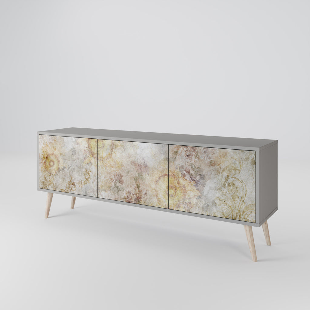 SUNFLOWER BLUR 3-Door TV Stand in Grey Finish