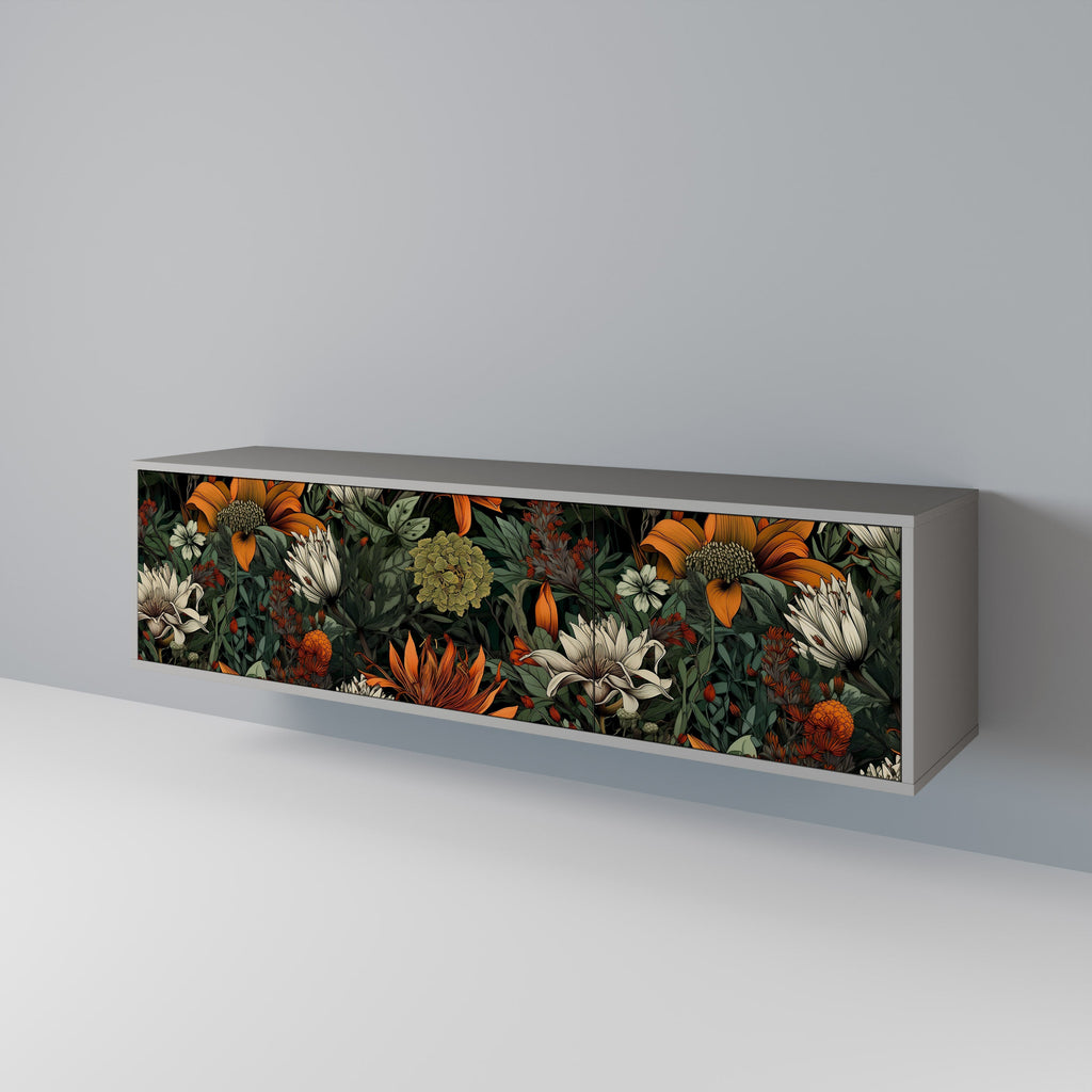 MIDNIGHT SPROUT 3-Door TV Stand in Grey Finish