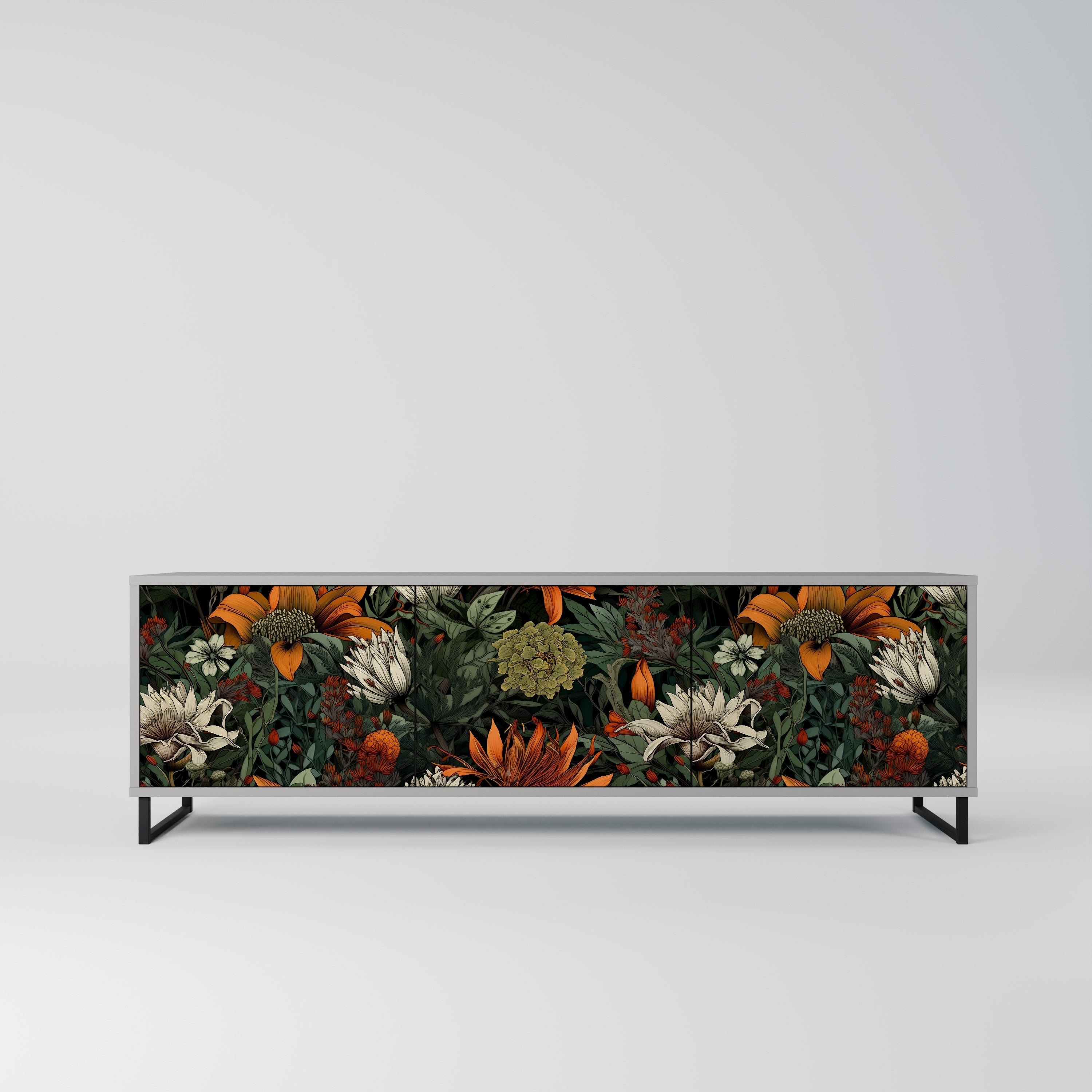 MIDNIGHT SPROUT 3-Door TV Stand in Grey Finish