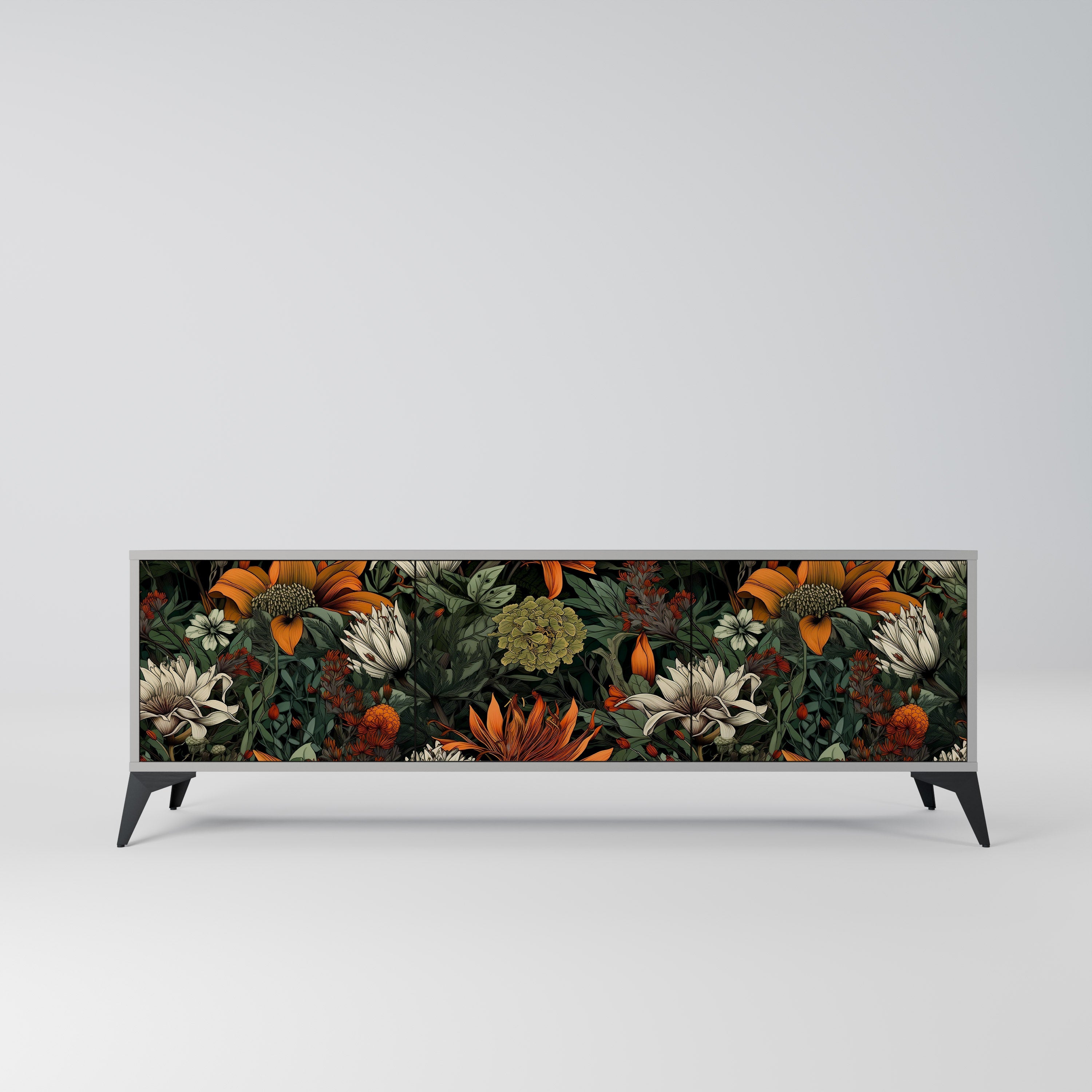 MIDNIGHT SPROUT 3-Door TV Stand in Grey Finish