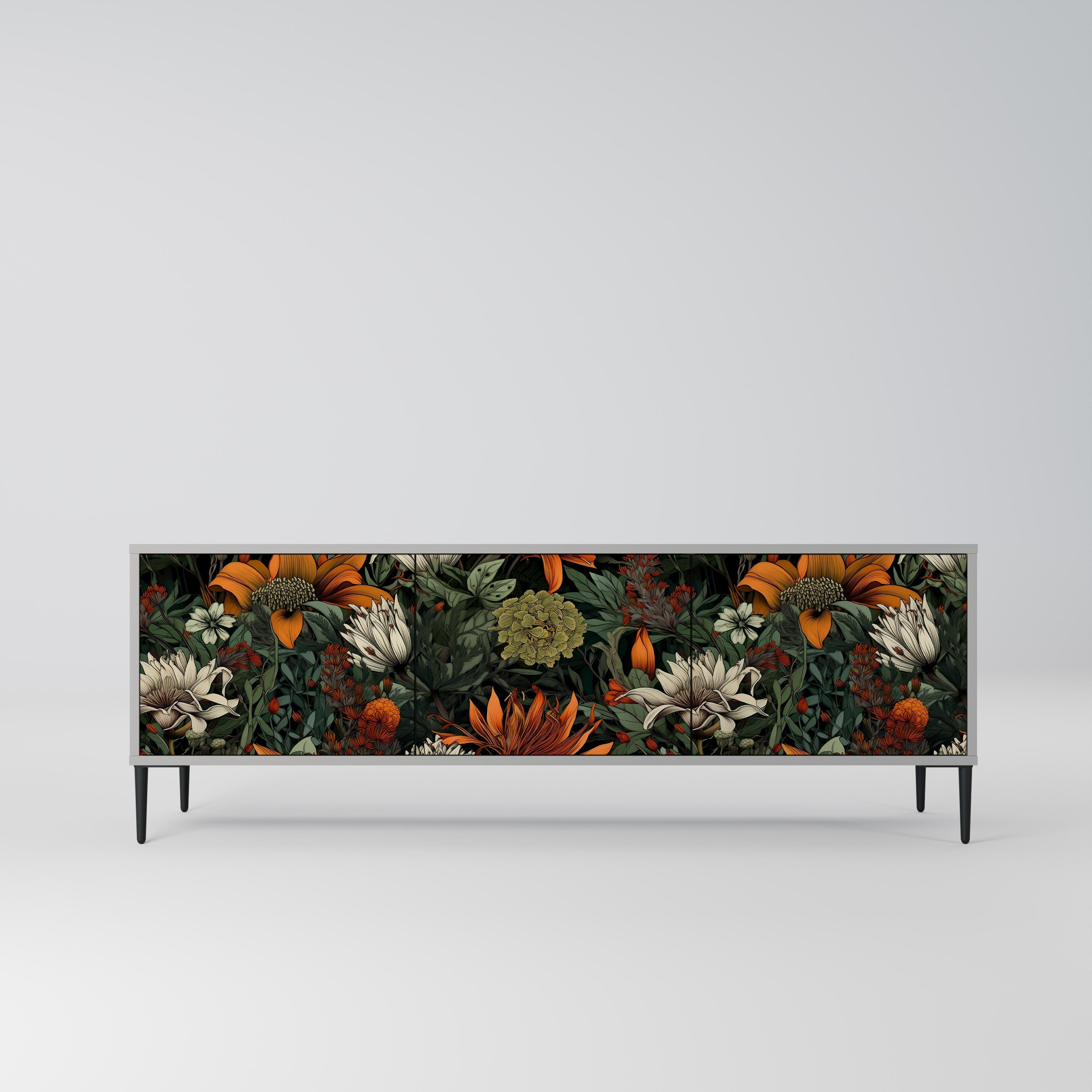 MIDNIGHT SPROUT 3-Door TV Stand in Grey Finish