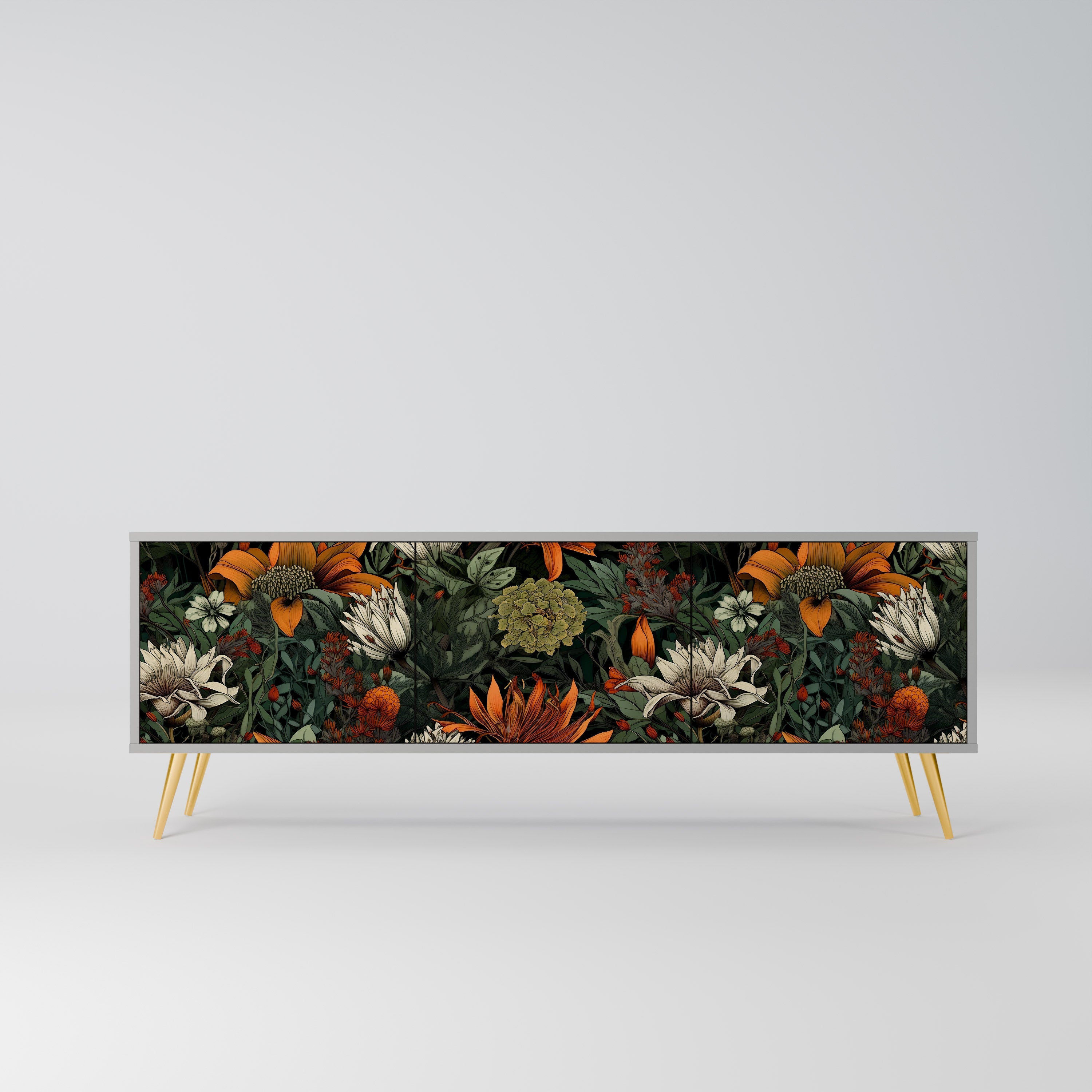 MIDNIGHT SPROUT 3-Door TV Stand in Grey Finish