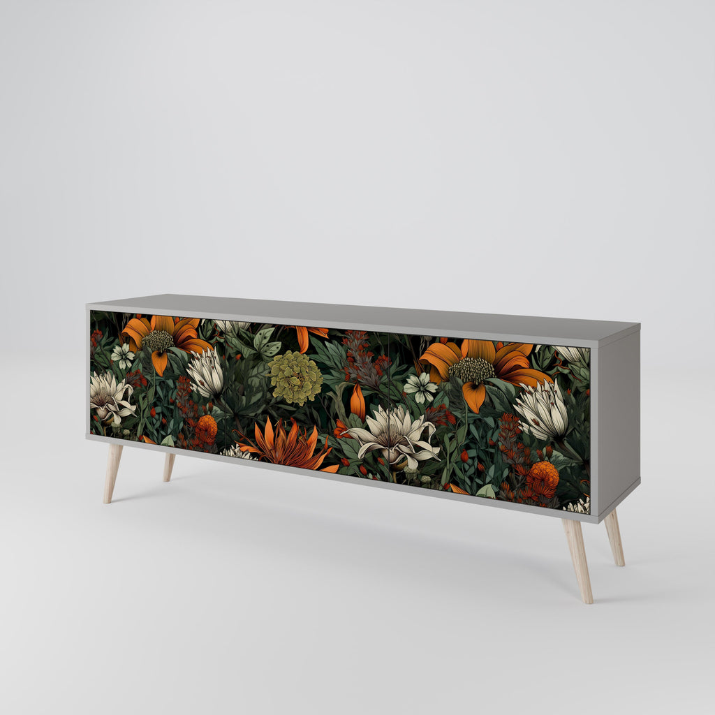 MIDNIGHT SPROUT 3-Door TV Stand in Grey Finish