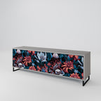 ETHEREAL BLOSSOMS 3-Door TV Stand in Grey Finish