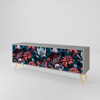 ETHEREAL BLOSSOMS 3-Door TV Stand in Grey Finish