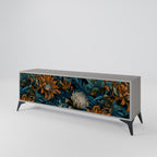 MORNING BLOOM 3-Door TV Stand in Grey Finish