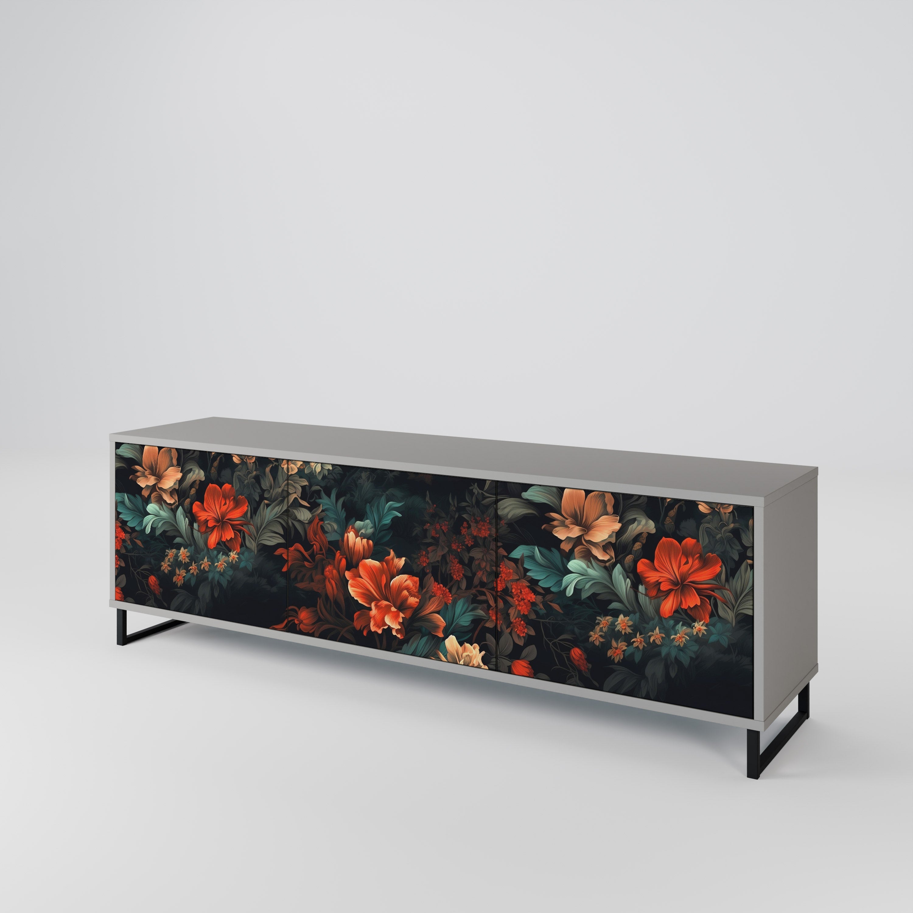 IMAGINARY BLOSSOM TV-Lowboard mit 3 Türen in Grau