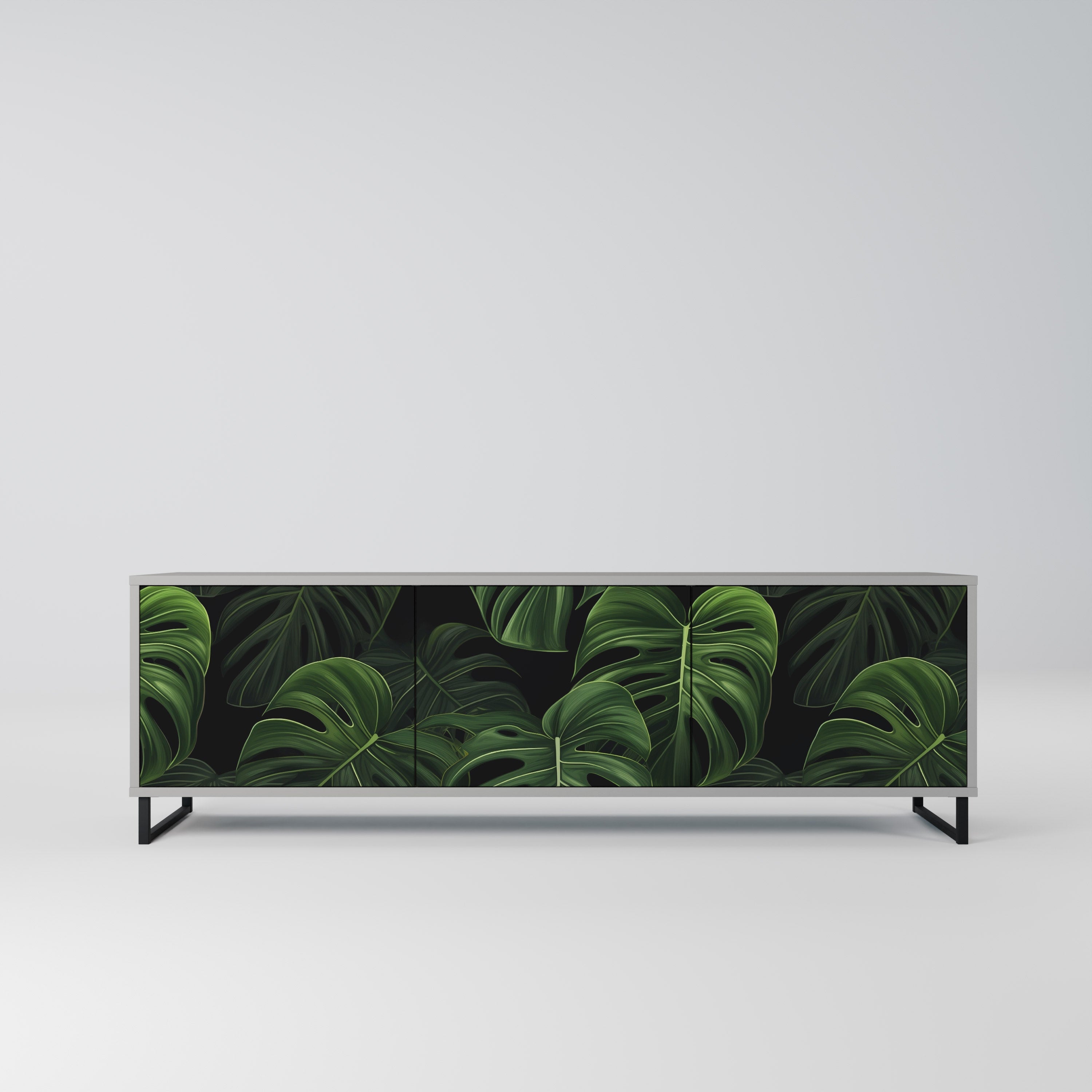 INFINITE MONSTERA 3-Door TV Stand in Grey Finish