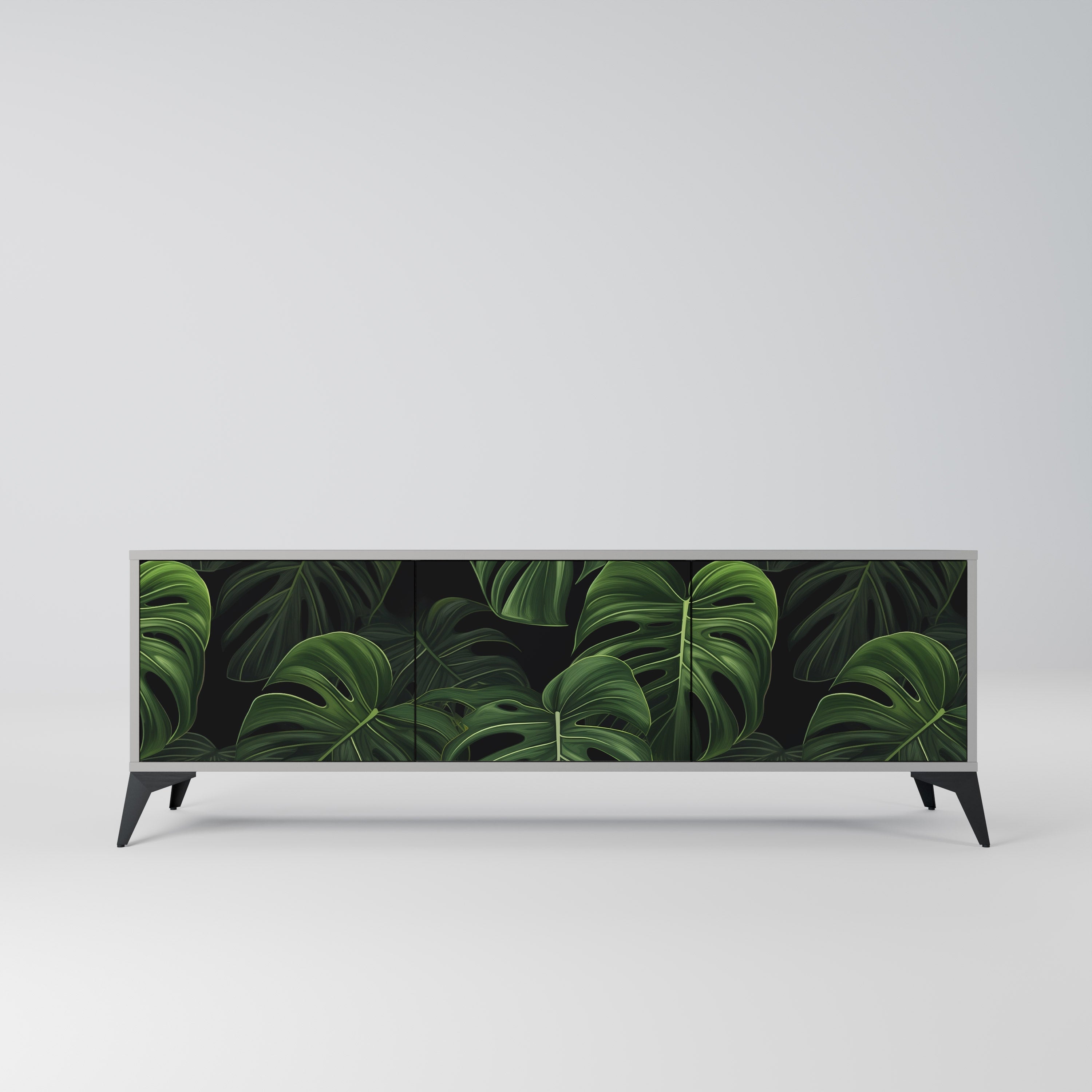 INFINITE MONSTERA 3-Door TV Stand in Grey Finish