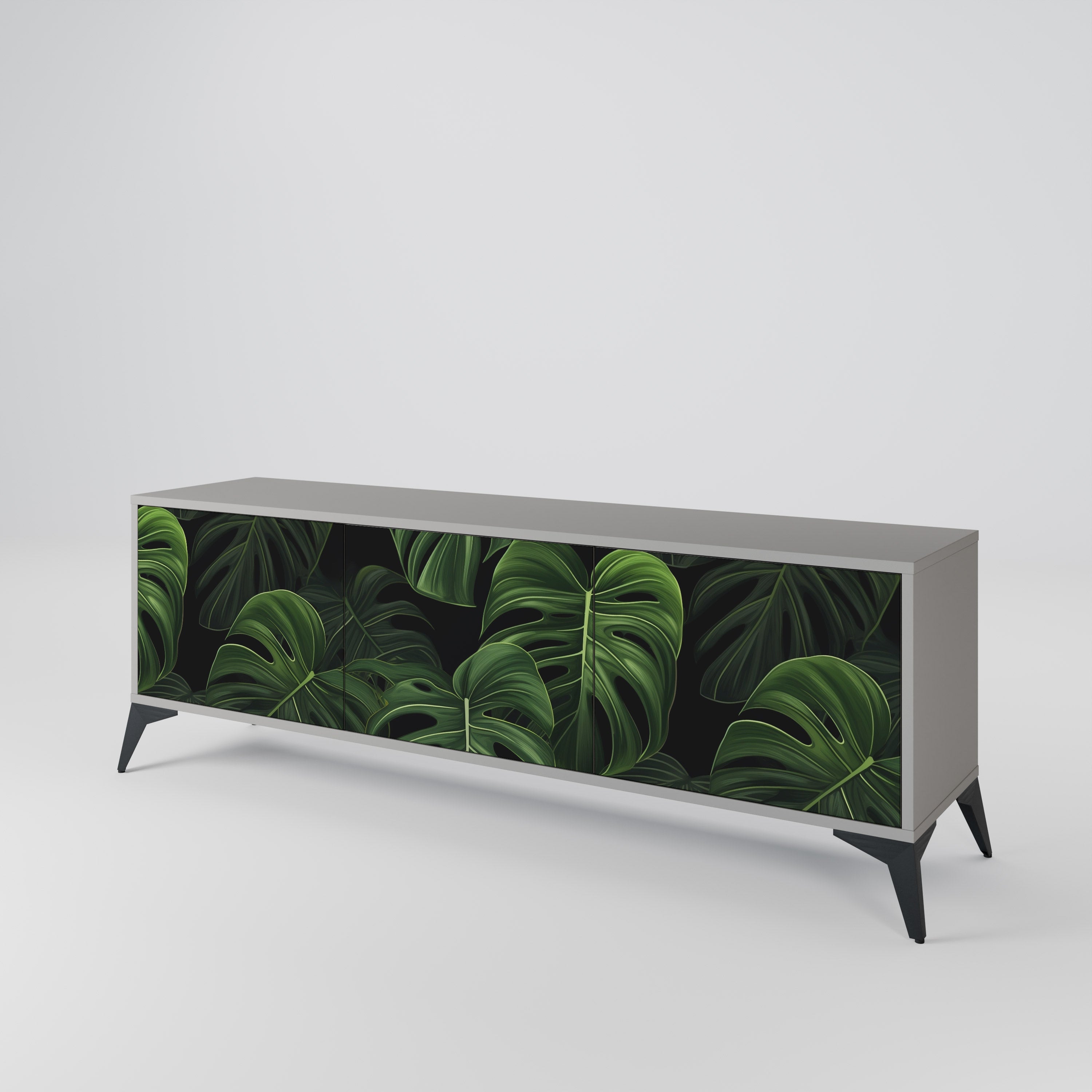 INFINITE MONSTERA 3-Door TV Stand in Grey Finish