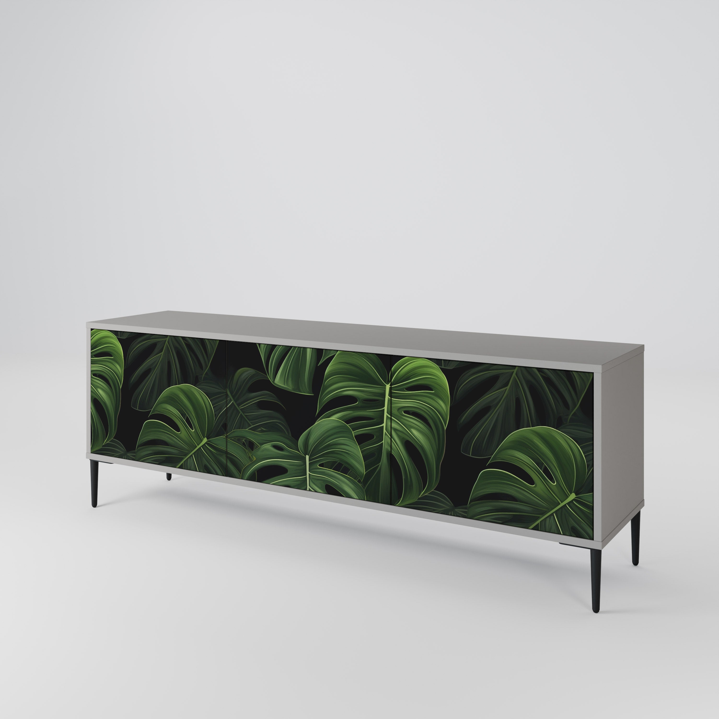 INFINITE MONSTERA 3-Door TV Stand in Grey Finish