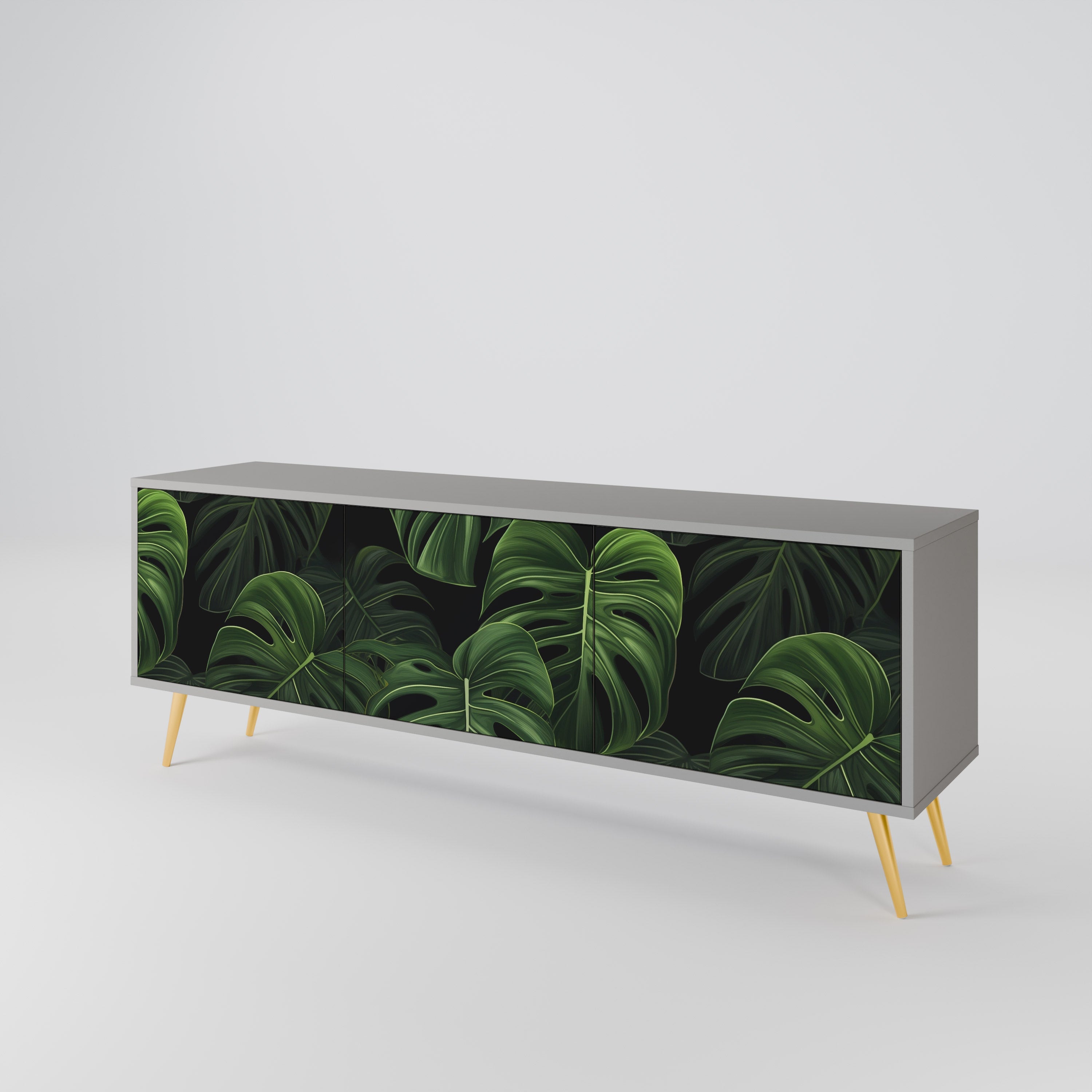 INFINITE MONSTERA 3-Door TV Stand in Grey Finish