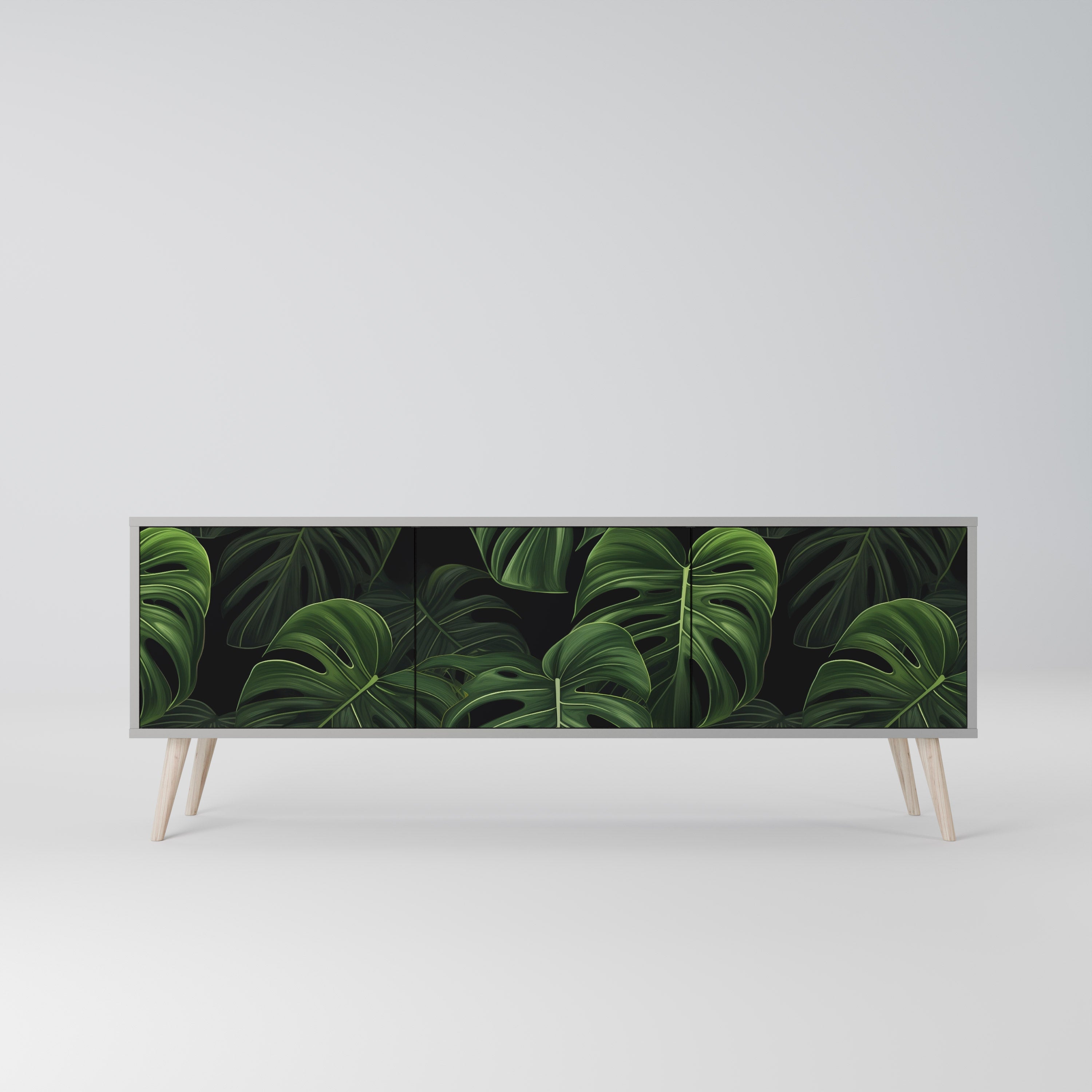 INFINITE MONSTERA 3-Door TV Stand in Grey Finish