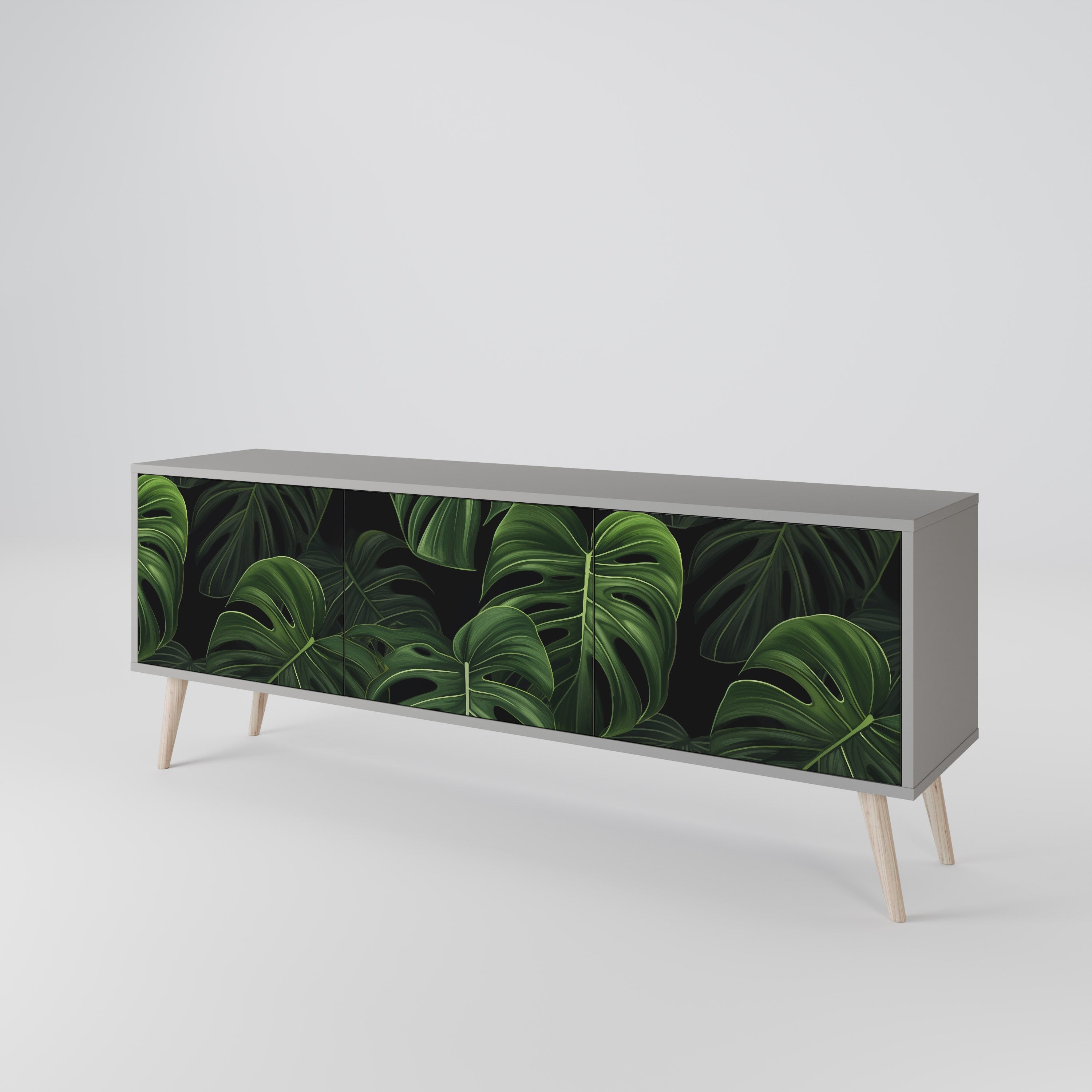INFINITE MONSTERA 3-Door TV Stand in Grey Finish