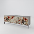 PETAL HARMONY 3-Door TV Stand in Grey Finish