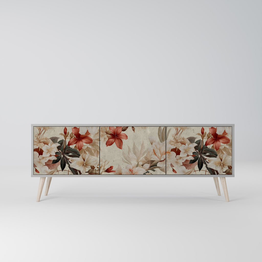 PETAL HARMONY 3-Door TV Stand in Grey Finish