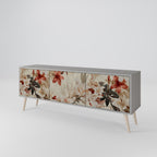 PETAL HARMONY 3-Door TV Stand in Grey Finish