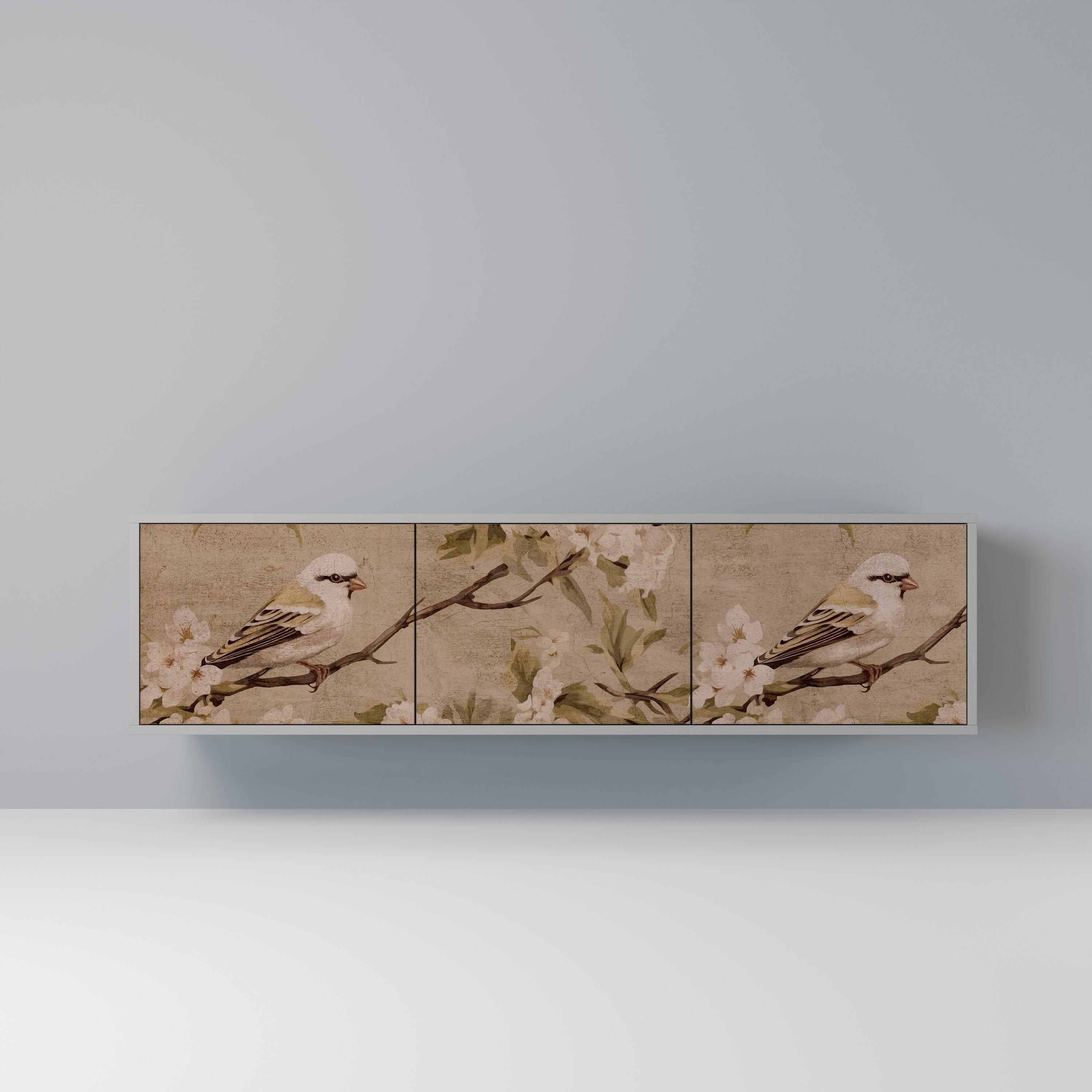 PETAL DISTINGUISH 3-Door TV Stand in Grey Finish