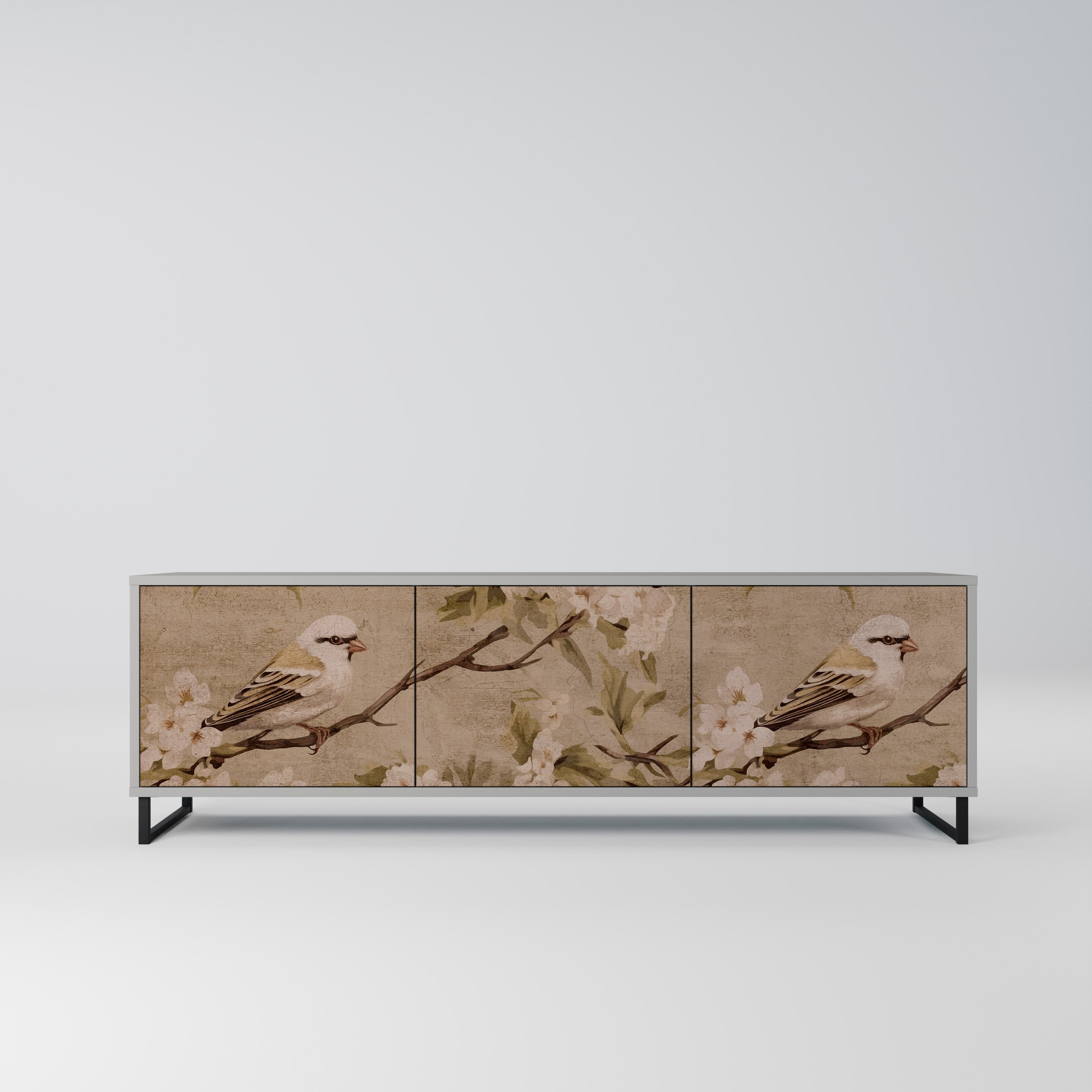 PETAL DISTINGUISH 3-Door TV Stand in Grey Finish