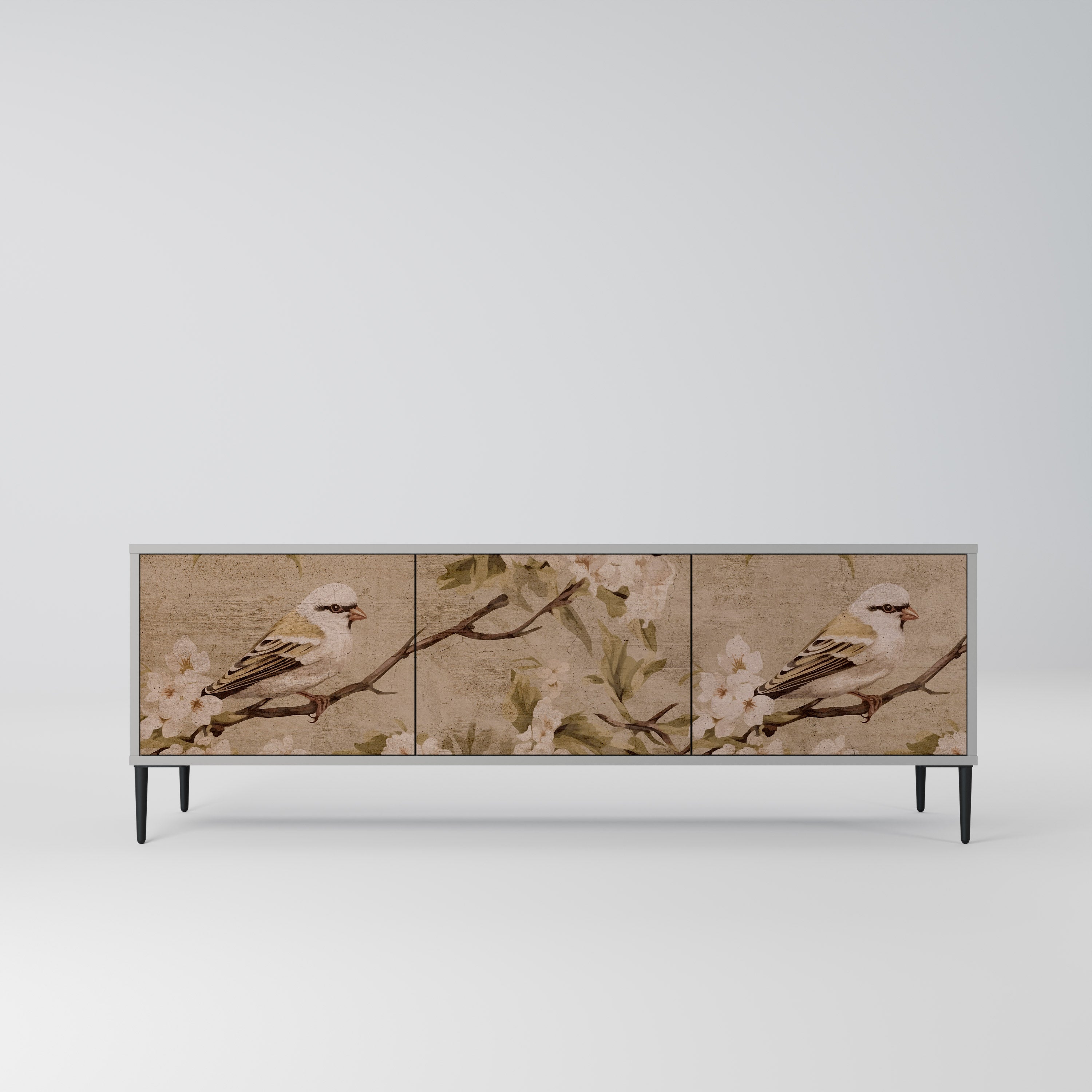 PETAL DISTINGUISH 3-Door TV Stand in Grey Finish